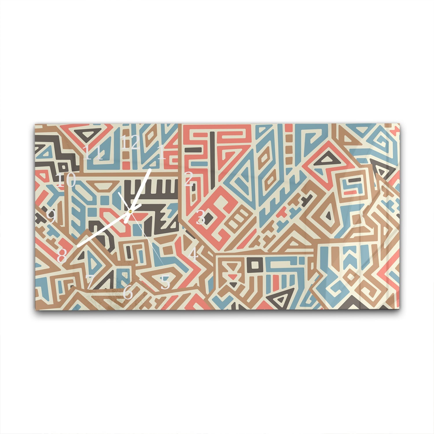 Wanduhr 60x30 - Buntes ethnisches Muster