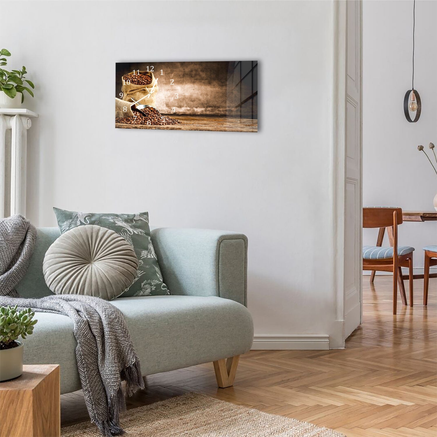 Wanduhr 60x30 - Aroma von Kaffee