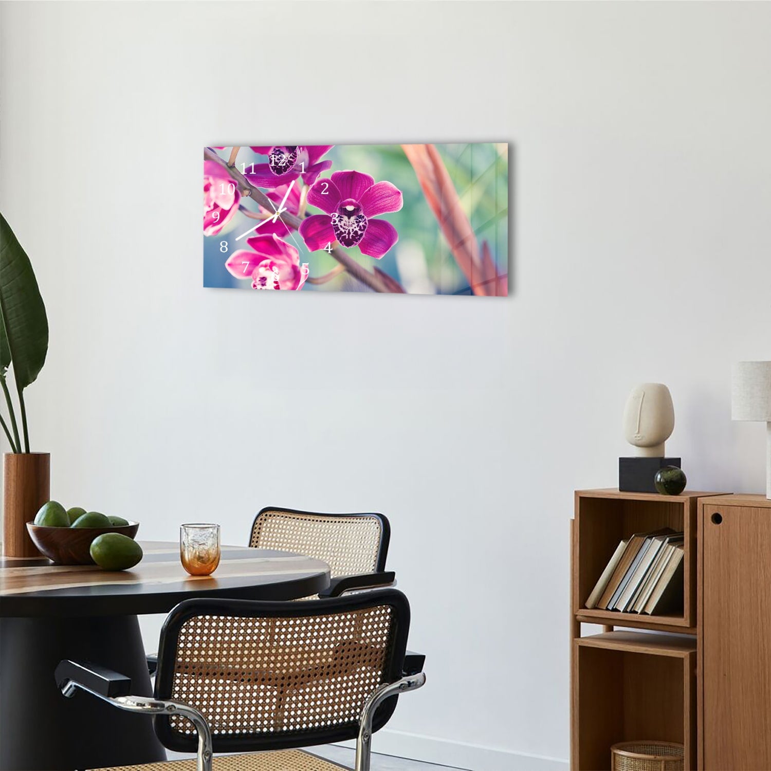 Wanduhr 60x30 - Schmetterlingsorchidee