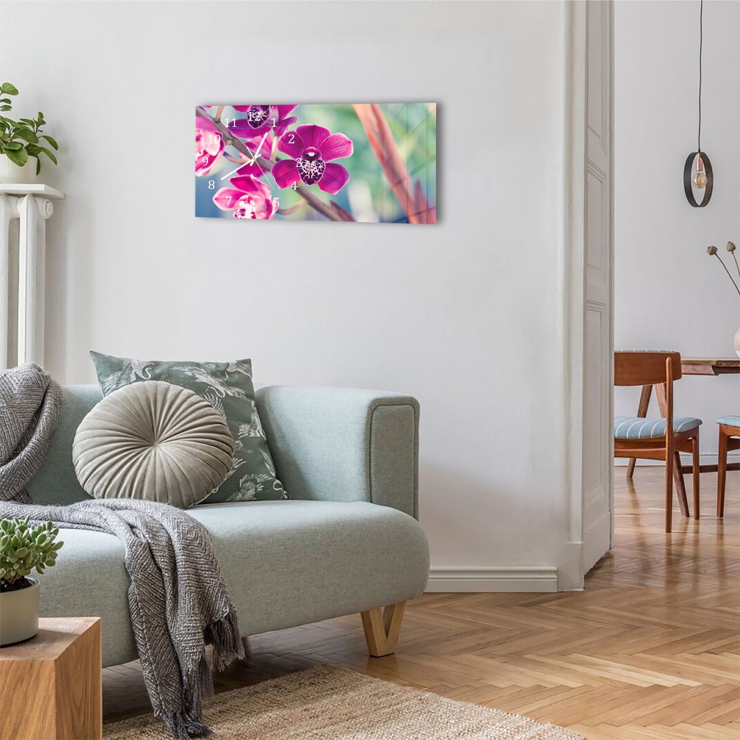 Wanduhr 60x30 - Schmetterlingsorchidee
