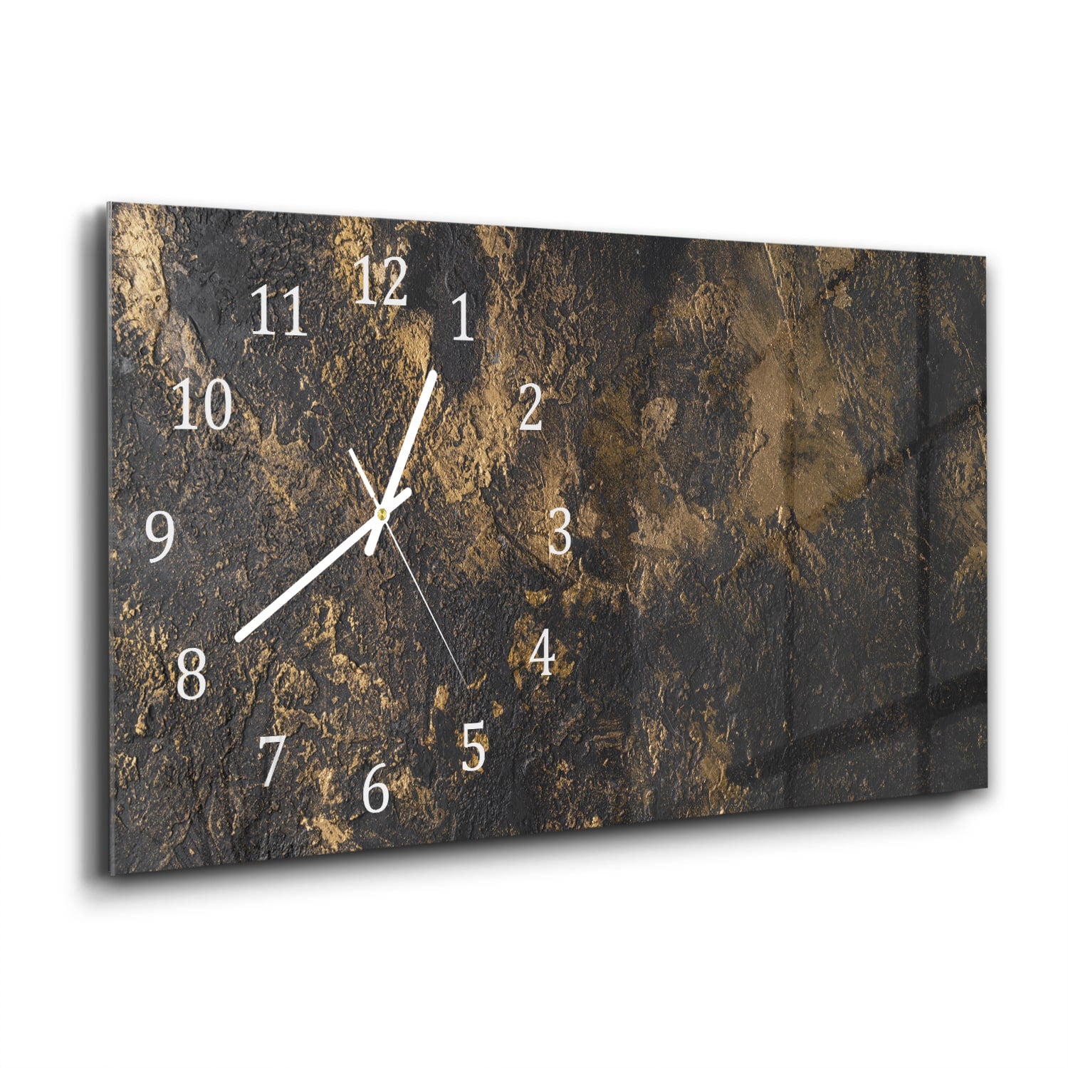 Wanduhr 60x30 - Schwarz-Gold-Textur