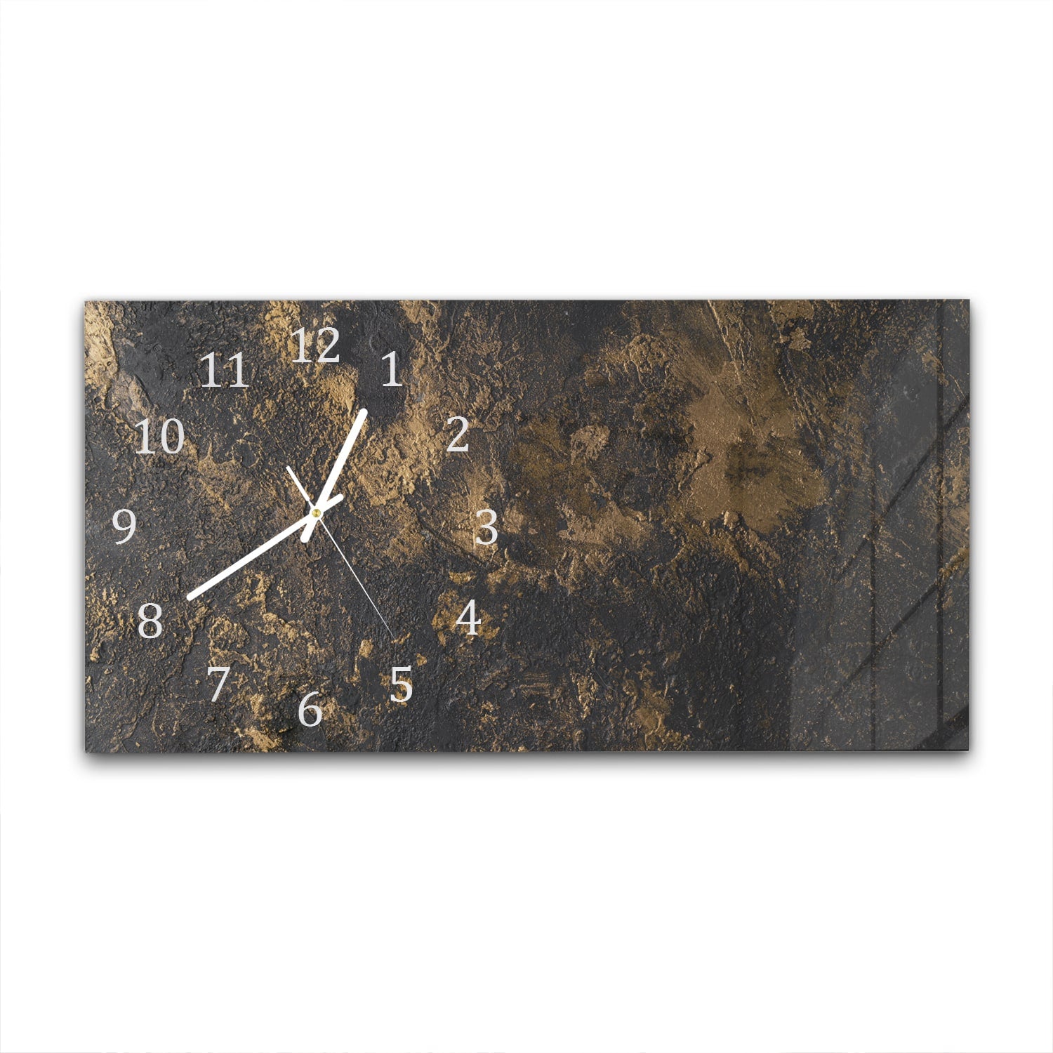 Wanduhr 60x30 - Schwarz-Gold-Textur