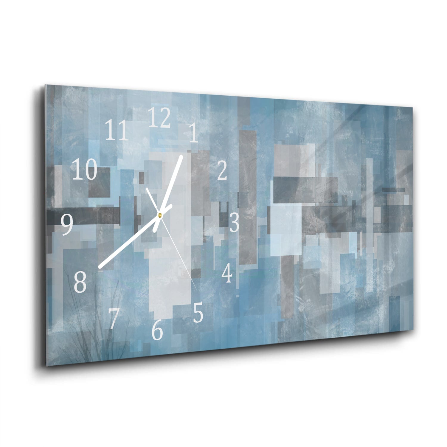 Wanduhr 60x30 - Blaue geometrische Formen