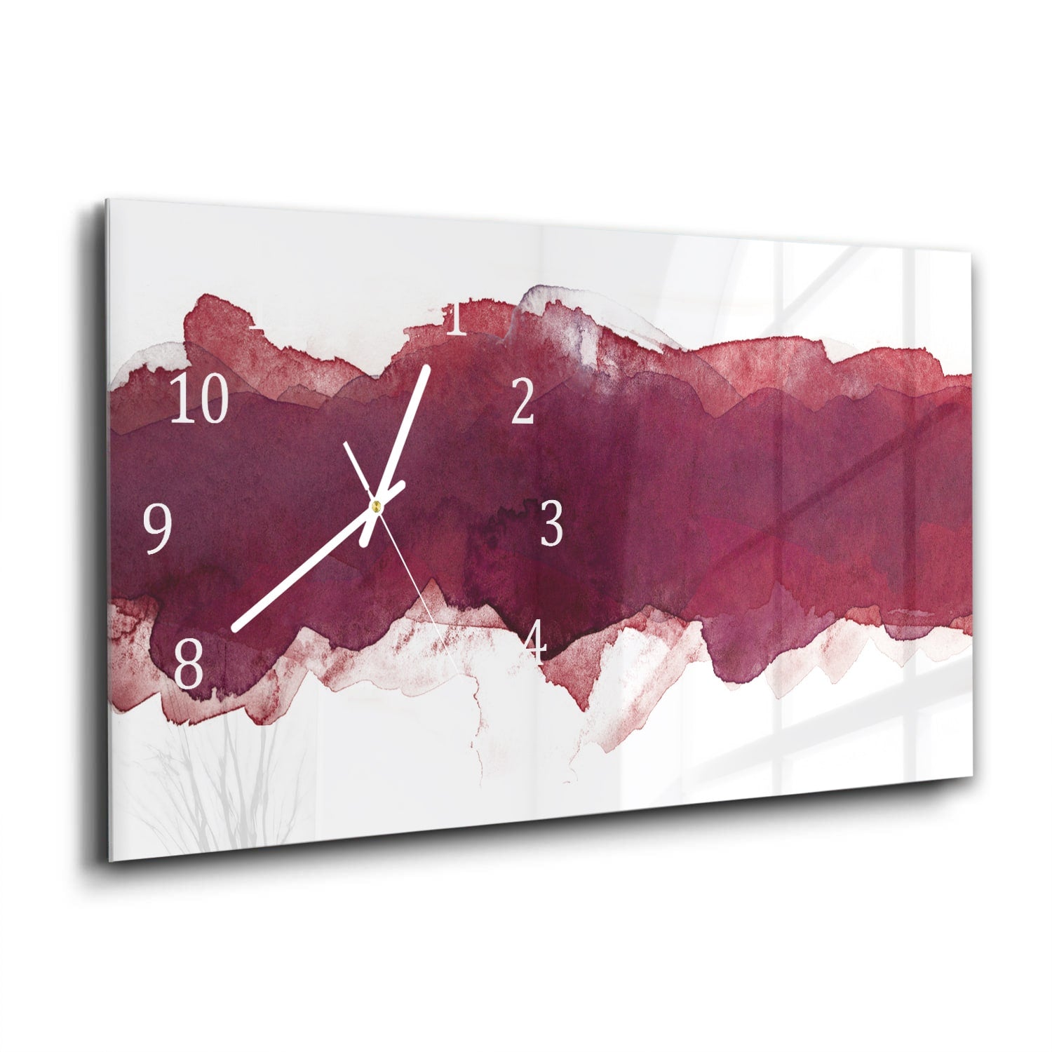 Wanduhr 60x30 - Roter Aquarellstreifen