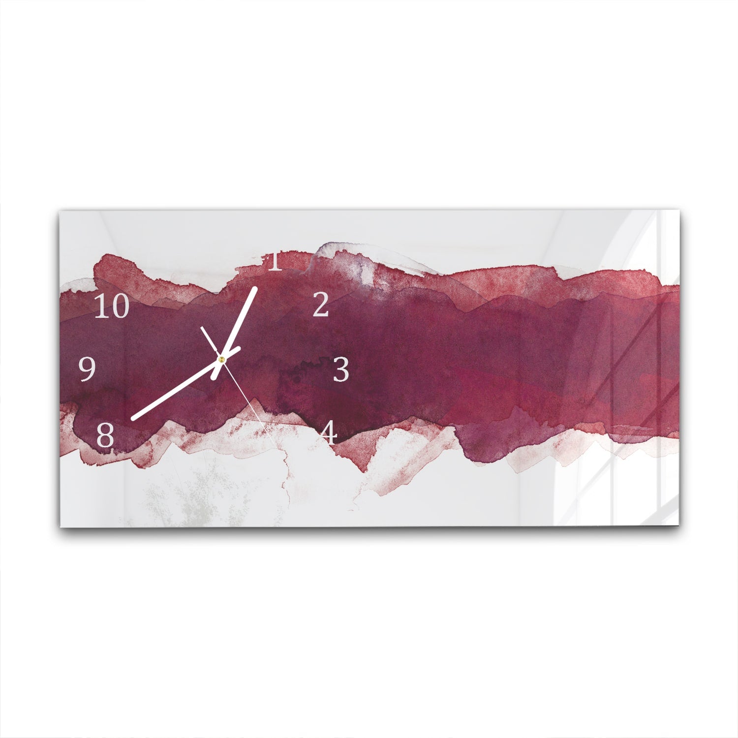 Wanduhr 60x30 - Roter Aquarellstreifen