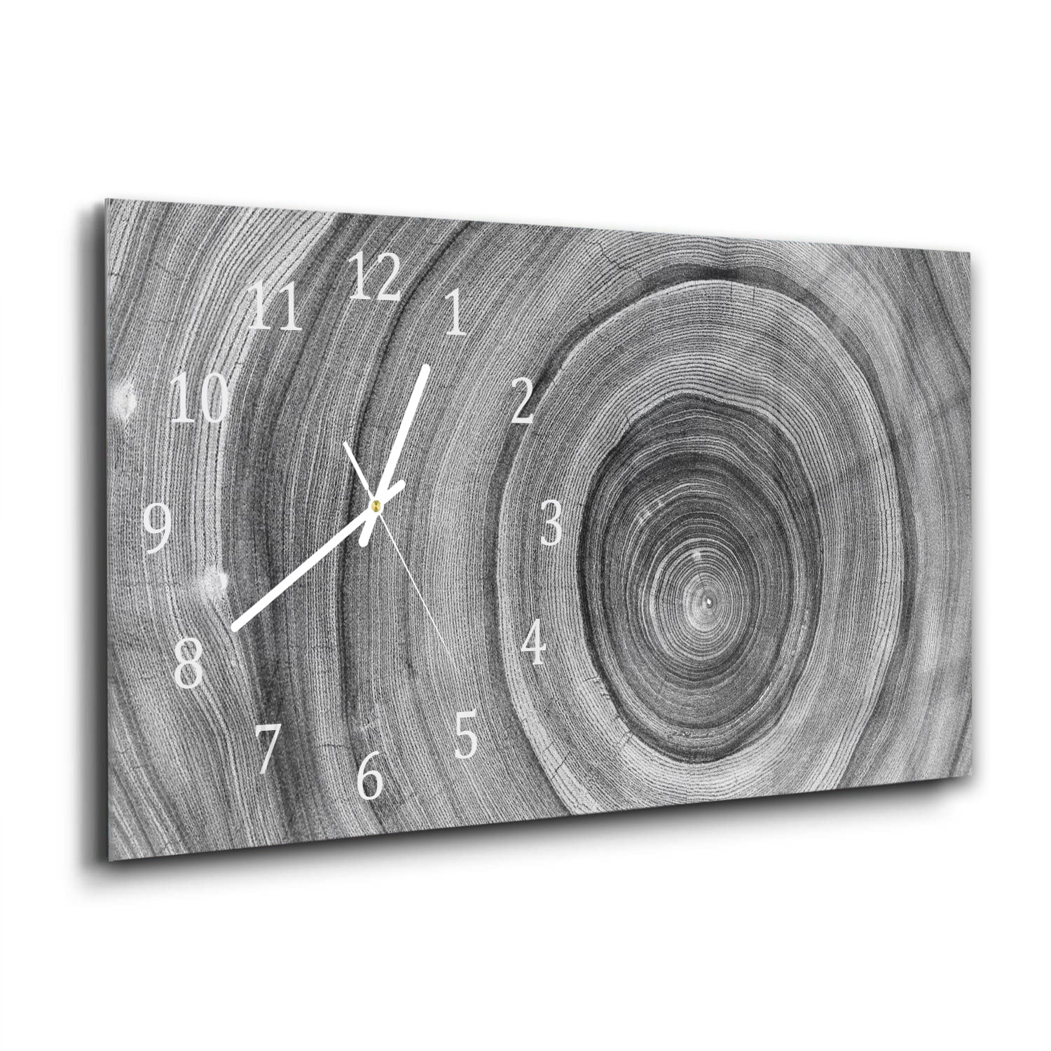 Wanduhr 60x30 - Schwarz-weiße Baumringe
