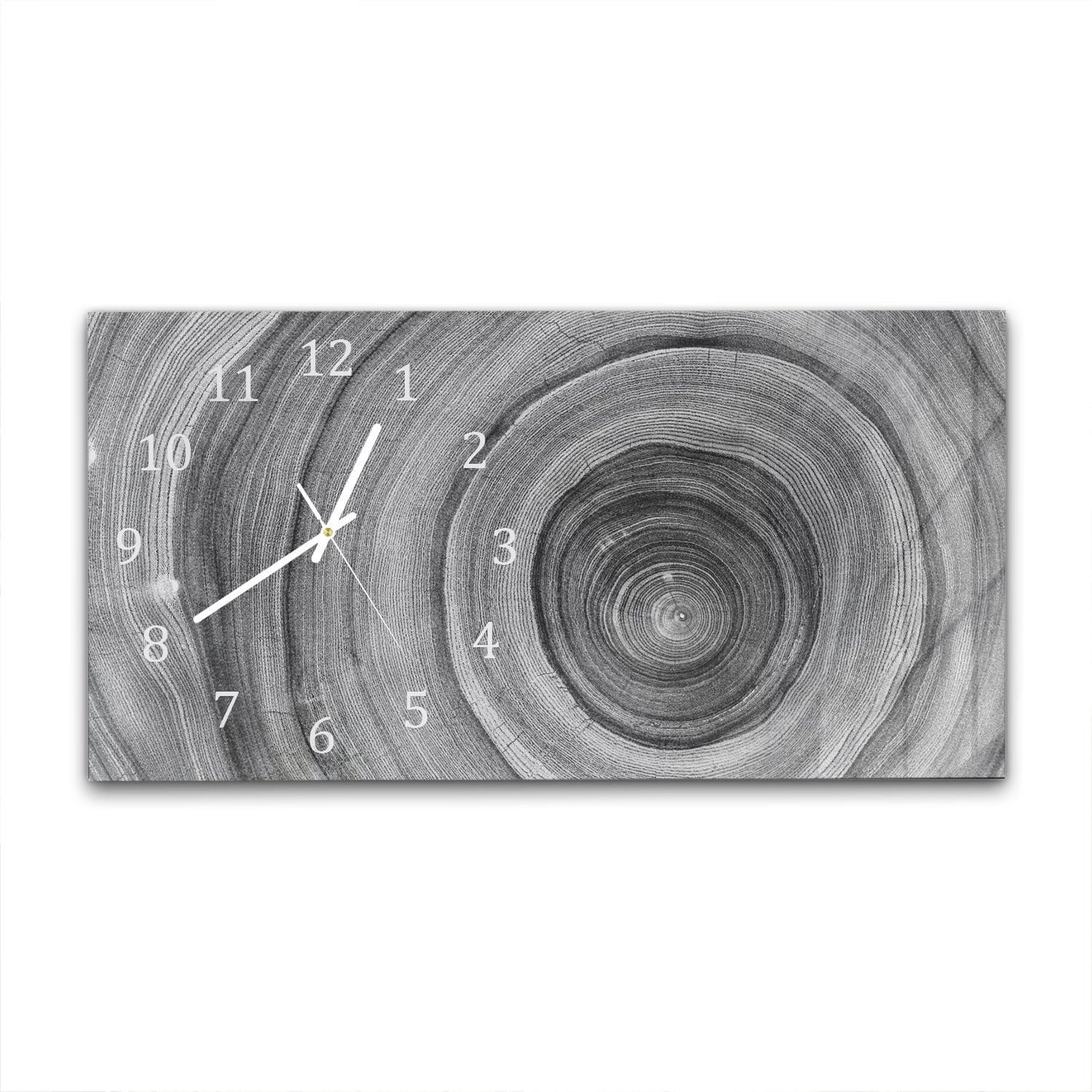 Wanduhr 60x30 - Schwarz-weiße Baumringe
