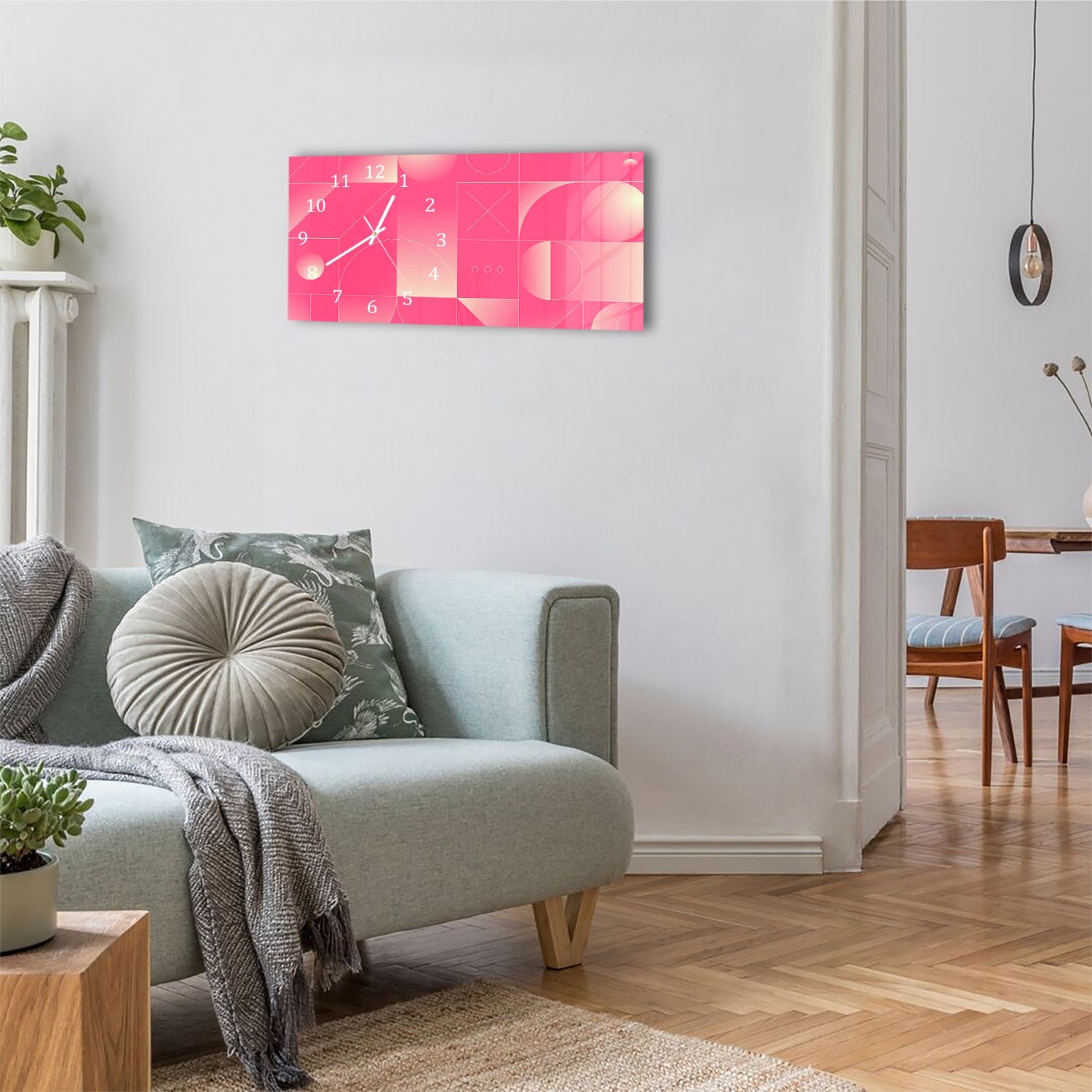 Wanduhr 60x30 - Rotes abstraktes Kunstwerk