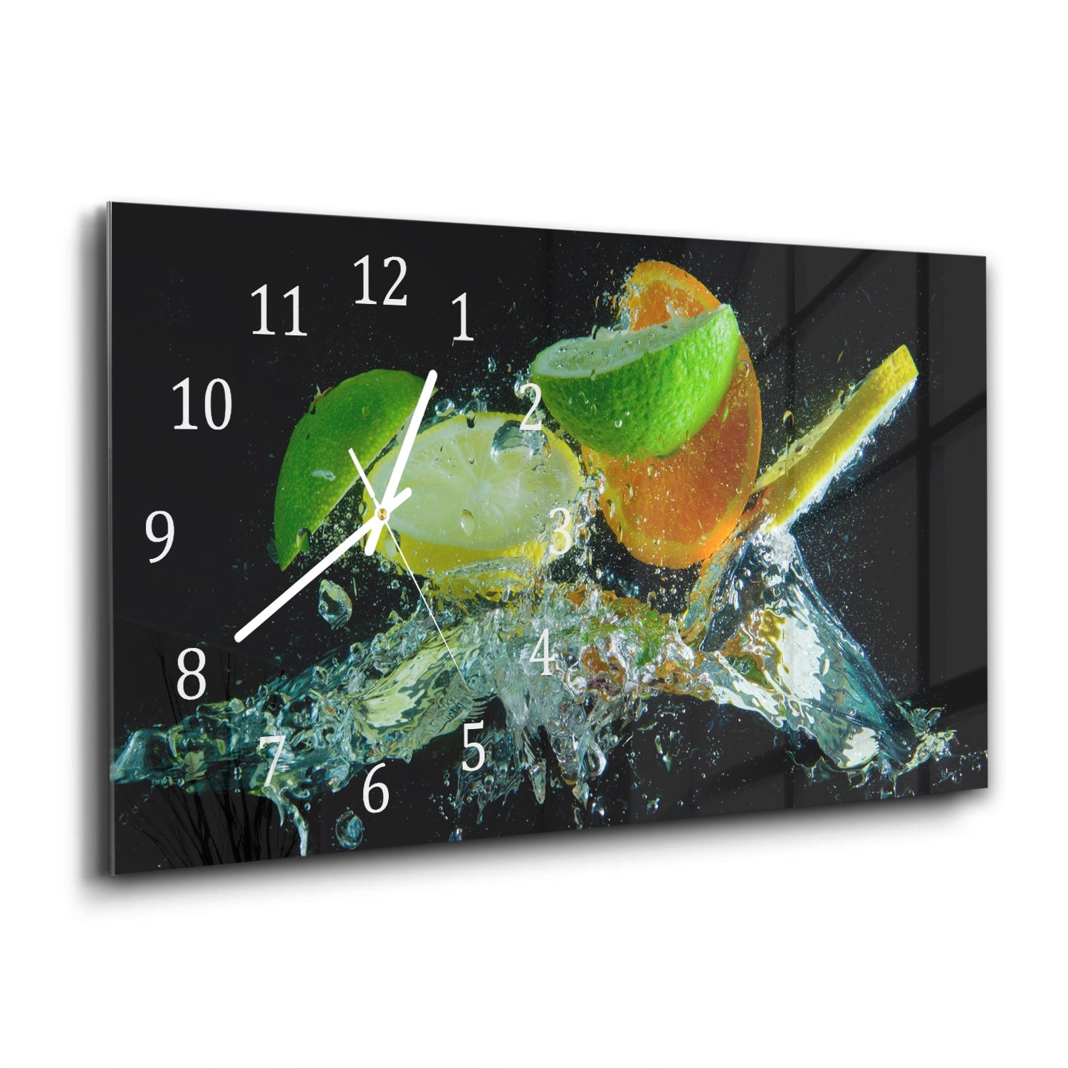 Wanduhr 60x30 - Zitrus-Splash