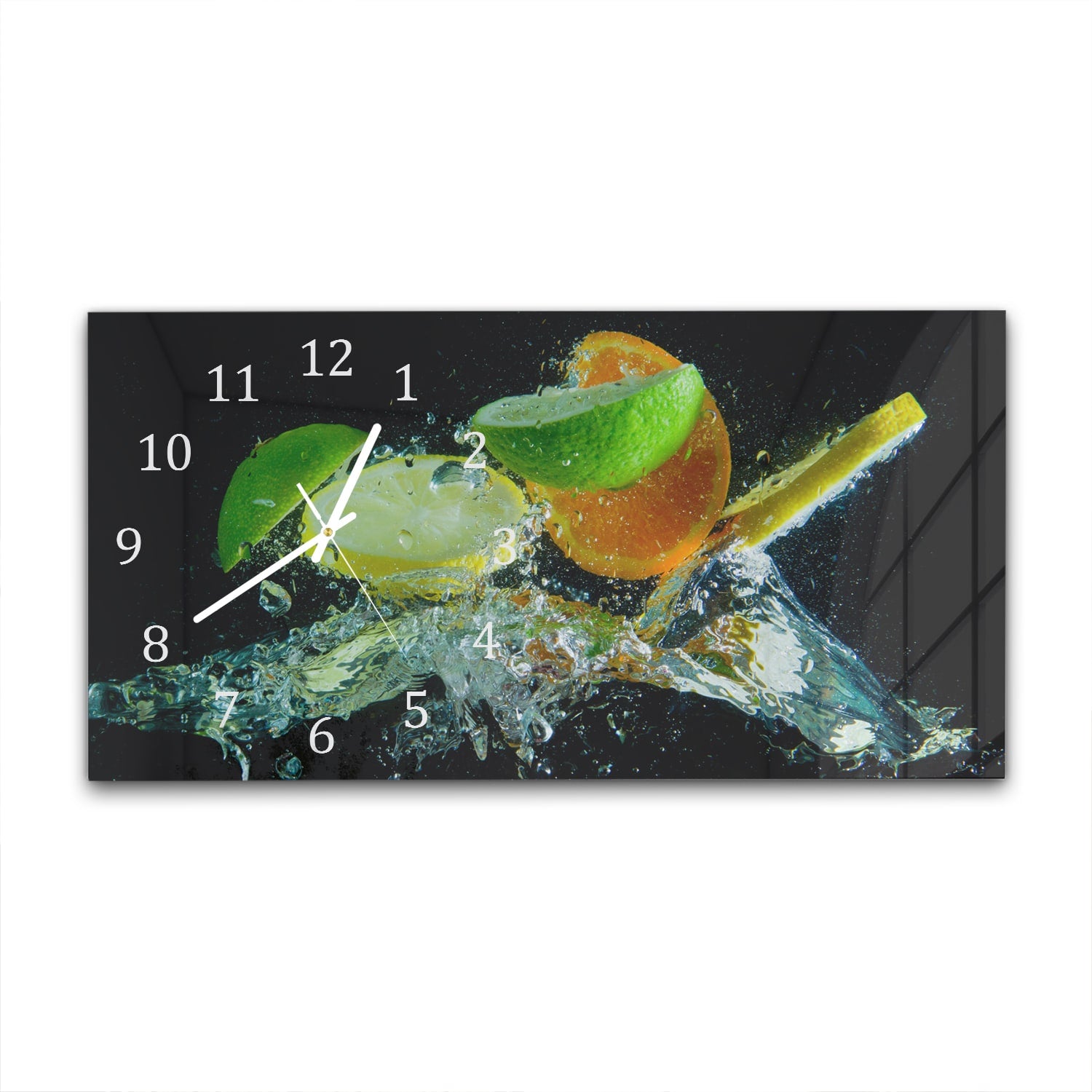 Wanduhr 60x30 - Zitrus-Splash