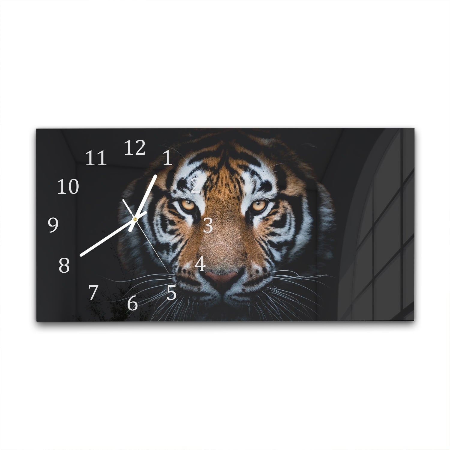 Wanduhr 60x30 - Tiger-Porträt