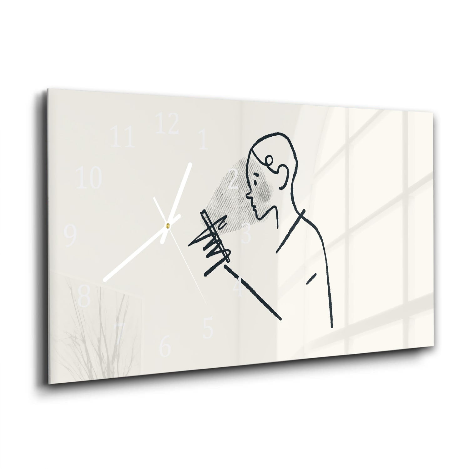 Wanduhr 60x30 - Gezeichneter Mann