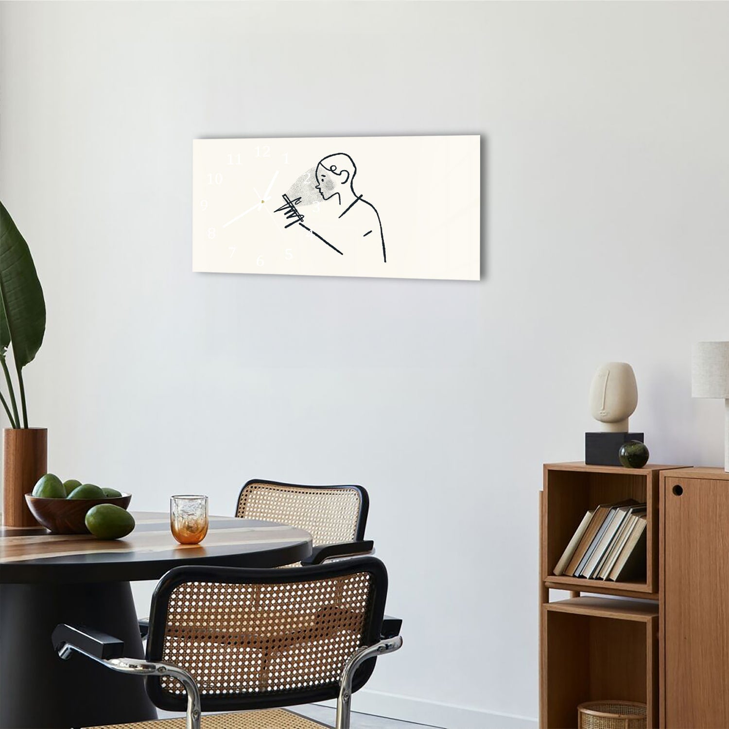 Wanduhr 60x30 - Gezeichneter Mann