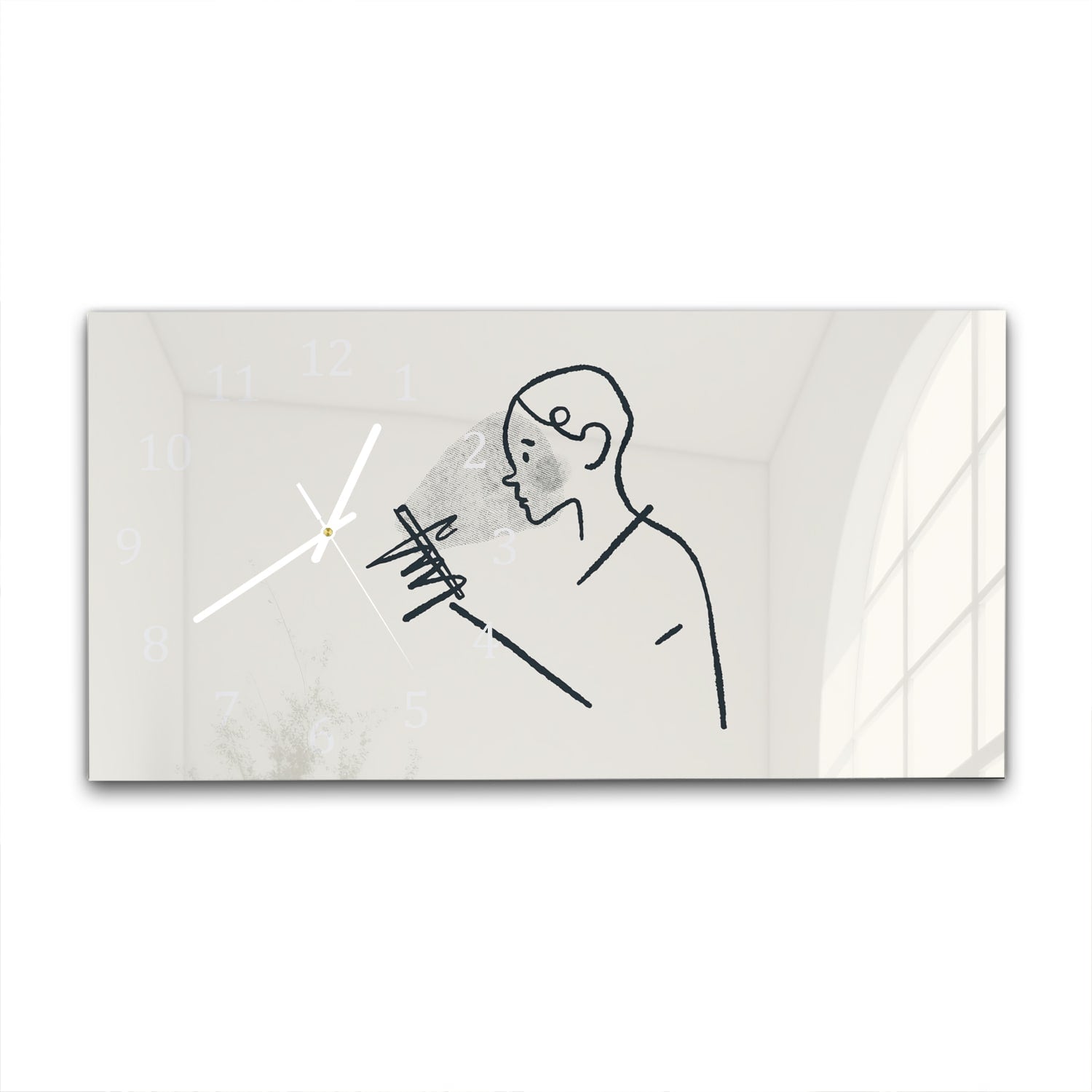 Wanduhr 60x30 - Gezeichneter Mann