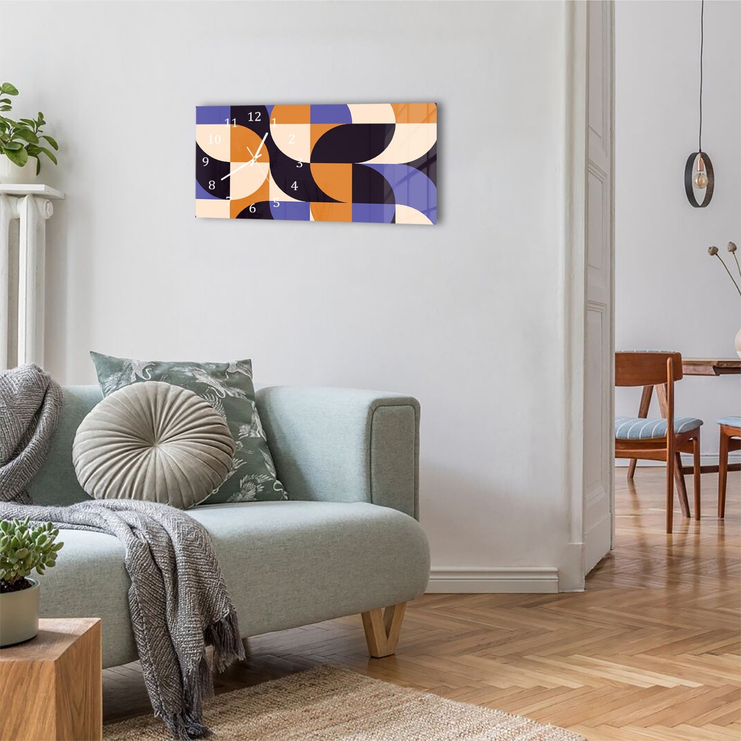 Wanduhr 60x30 - Buntes abstraktes Kunstwerk