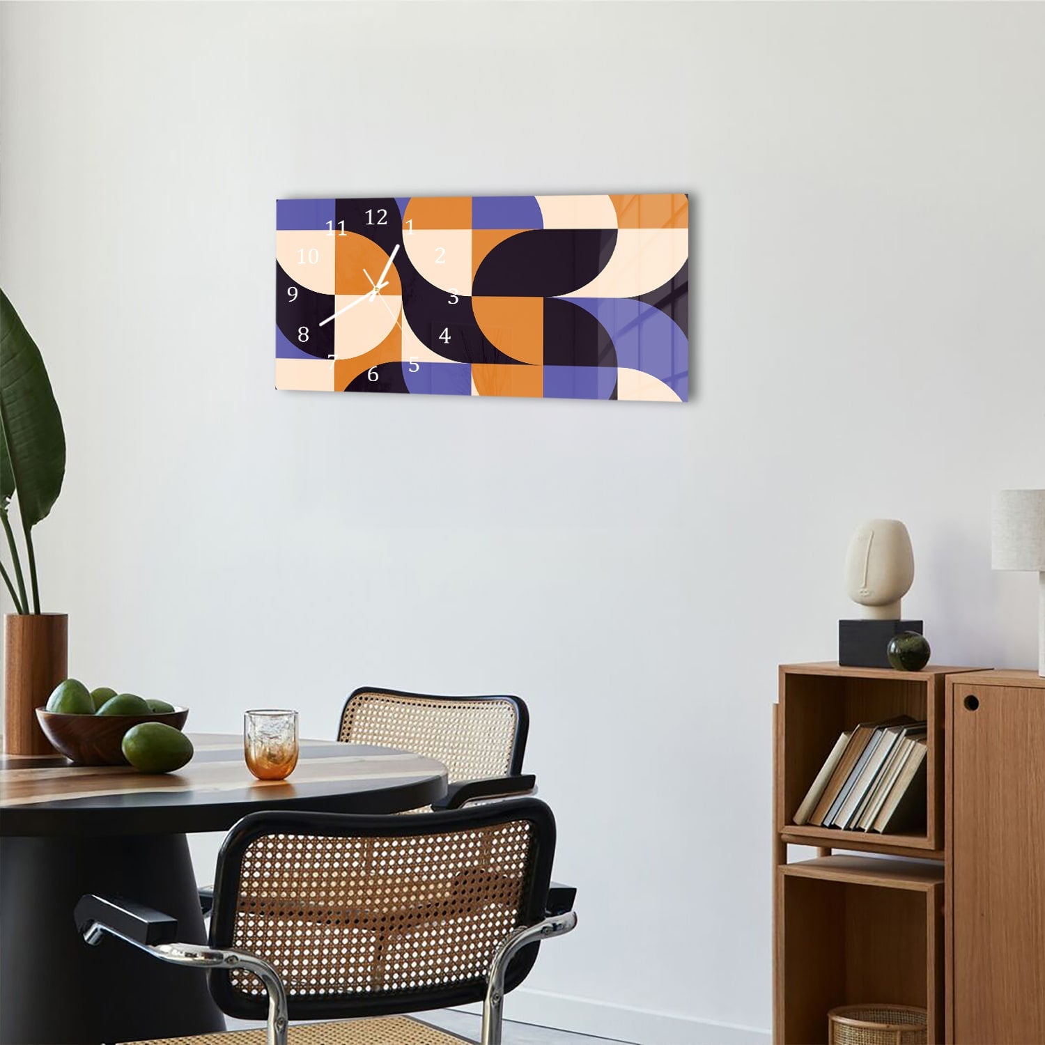 Wanduhr 60x30 - Buntes abstraktes Kunstwerk