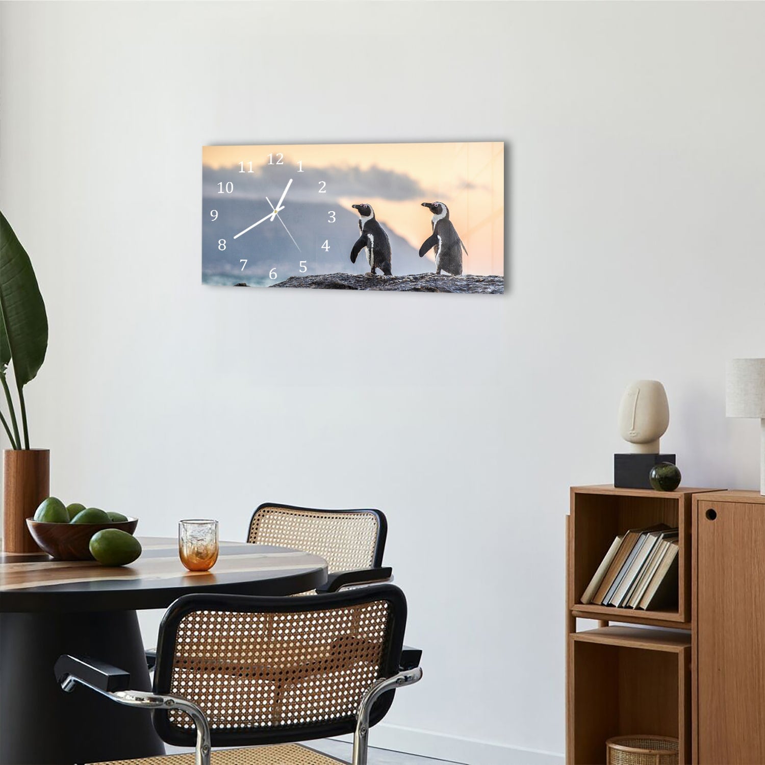Wanduhr 60x30 - Afrikanische Pinguine