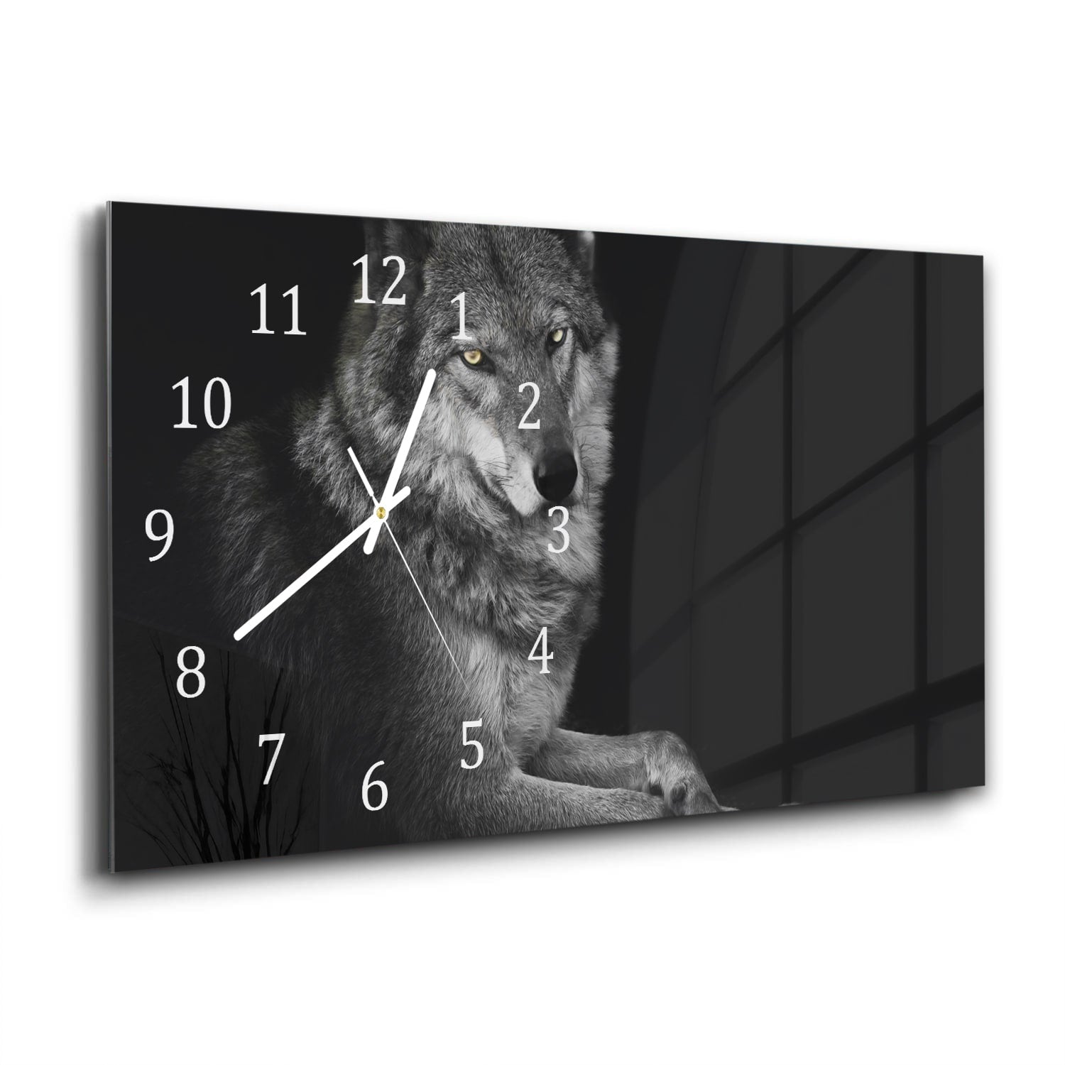 Wanduhr 60x30 - Weiblicher Wolf