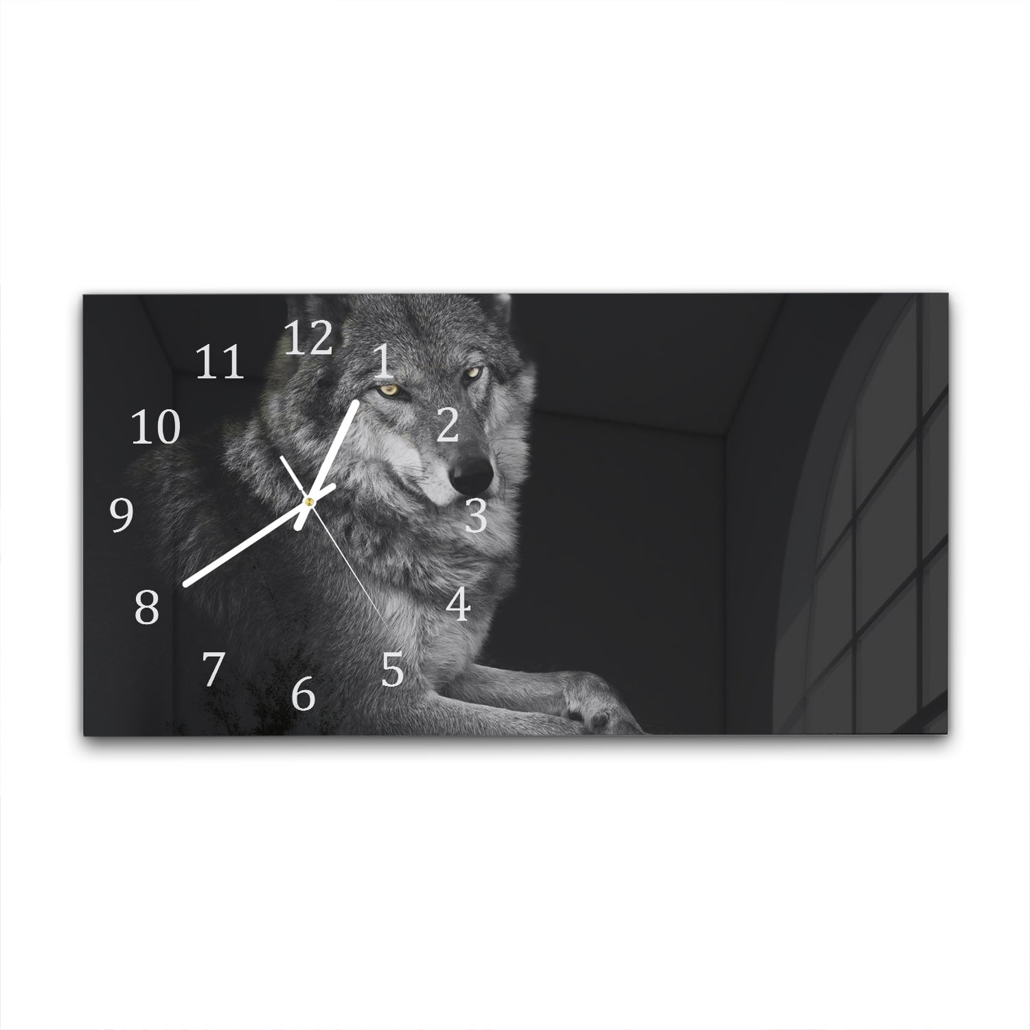Wanduhr 60x30 - Weiblicher Wolf