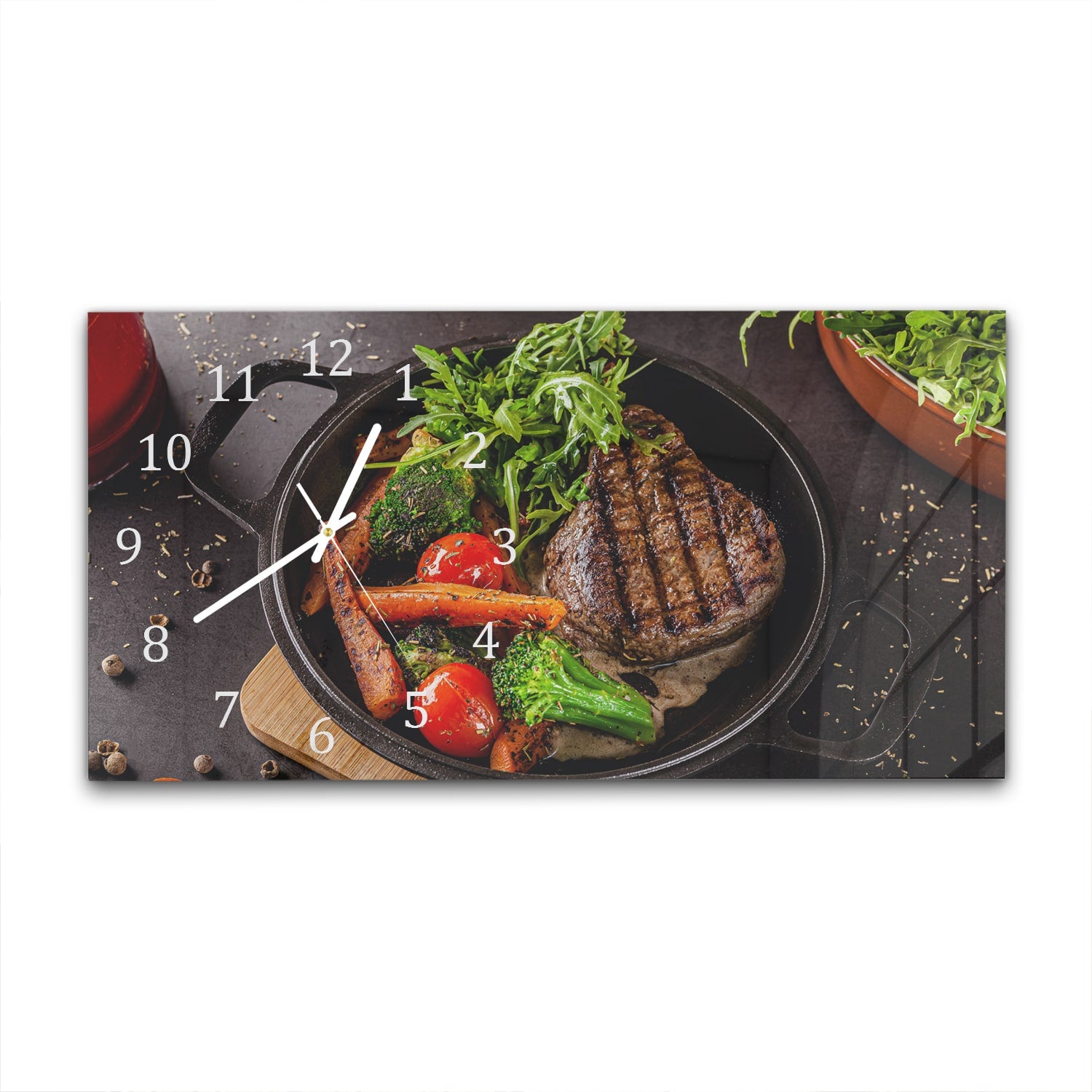 Wanduhr 60x30 - Gegrilltes Steak