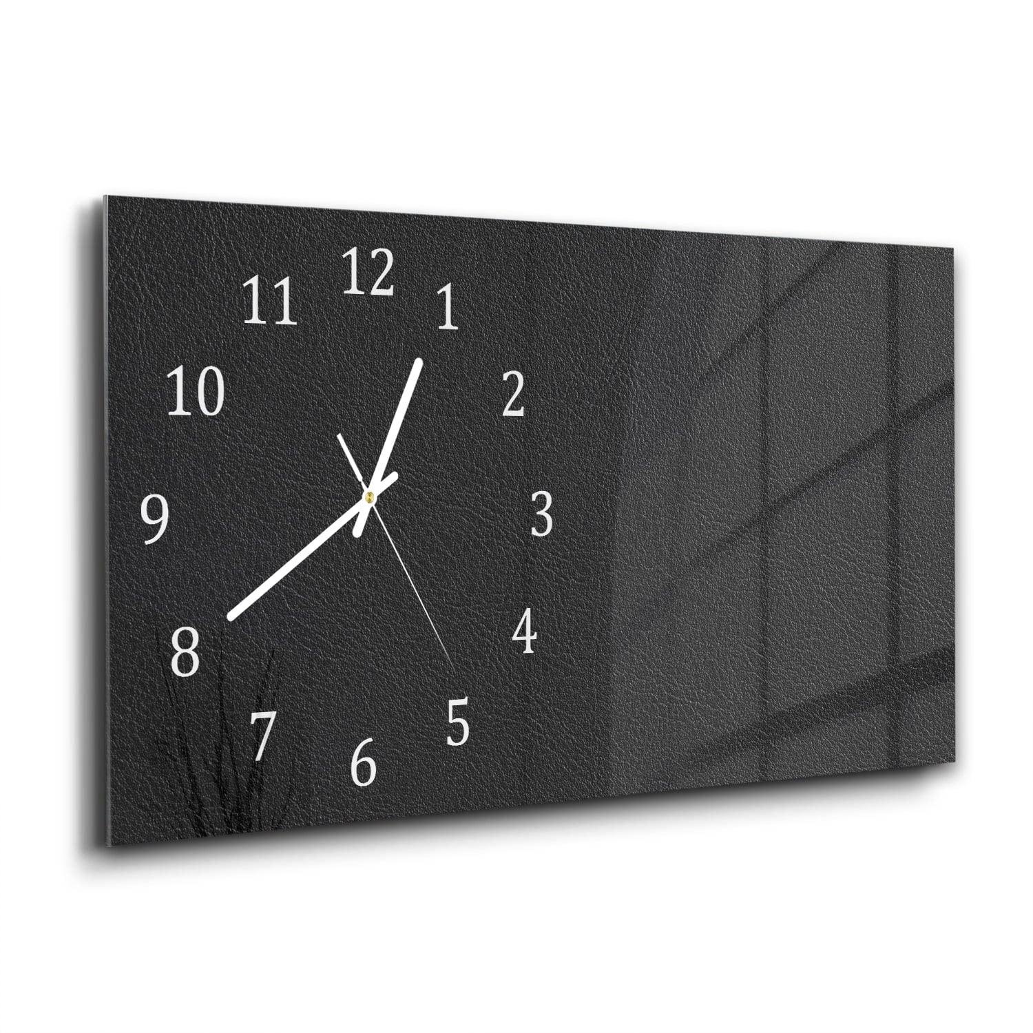 Wanduhr 60x30 - Schwarze Leder-Textur