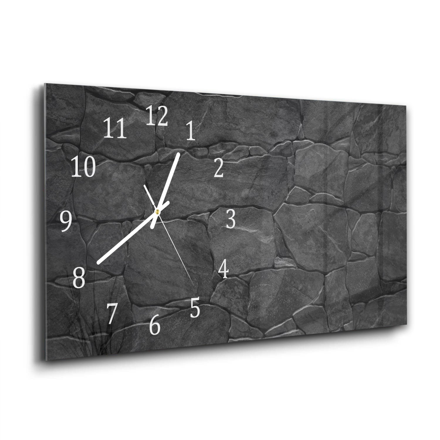 Wanduhr 60x30 - Schwarze Steinmauer