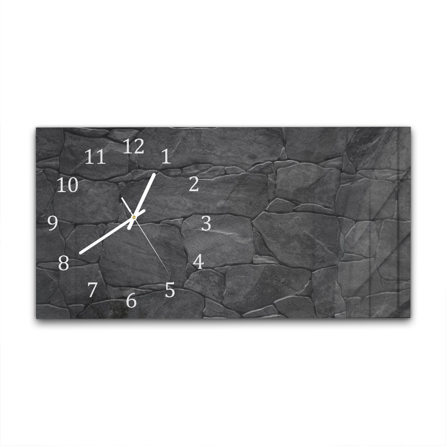 Wanduhr 60x30 - Schwarze Steinmauer