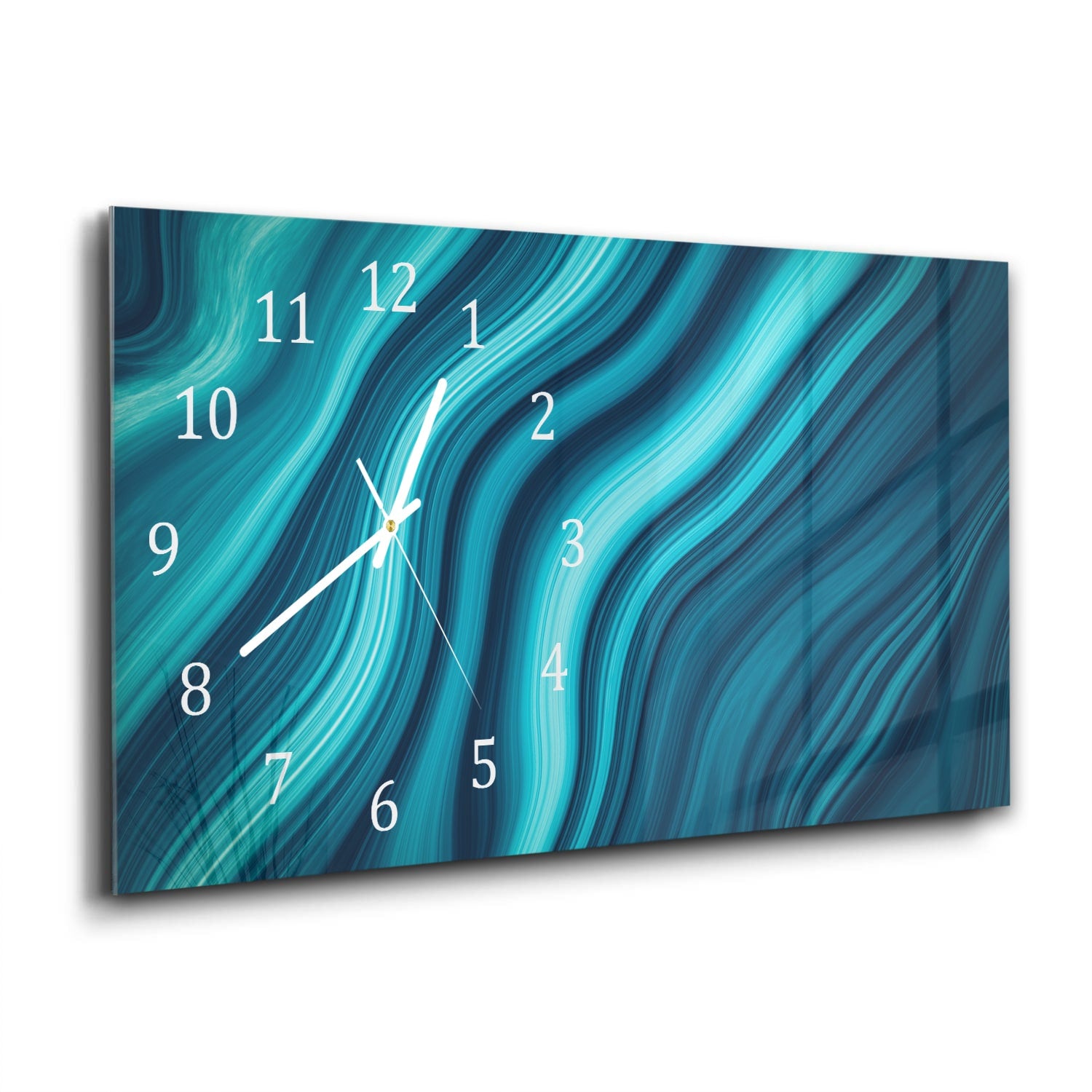 Wanduhr 60x30 - Blaue Marmor-Tinte-Textur