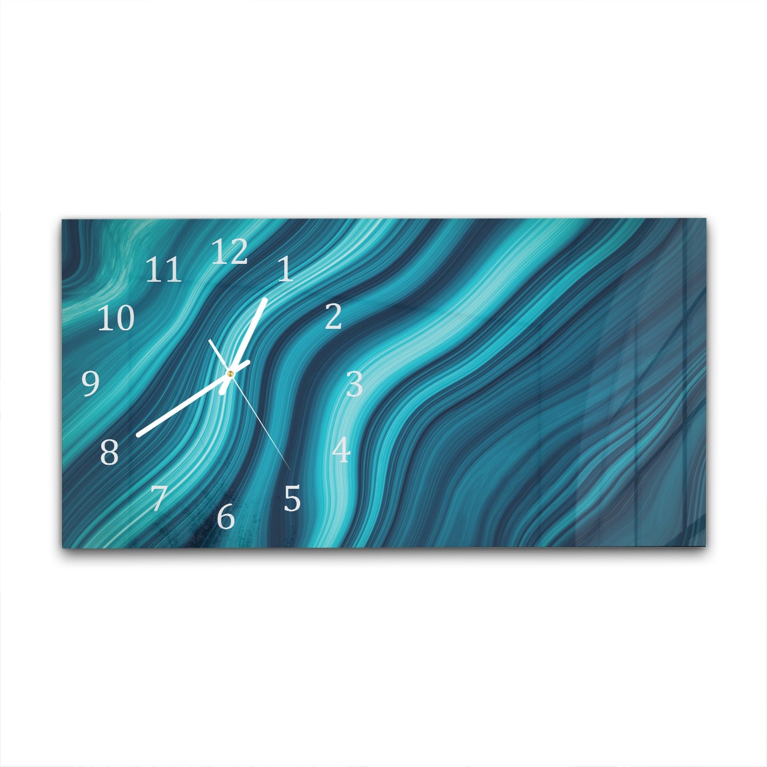 Wanduhr 60x30 - Blaue Marmor-Tinte-Textur