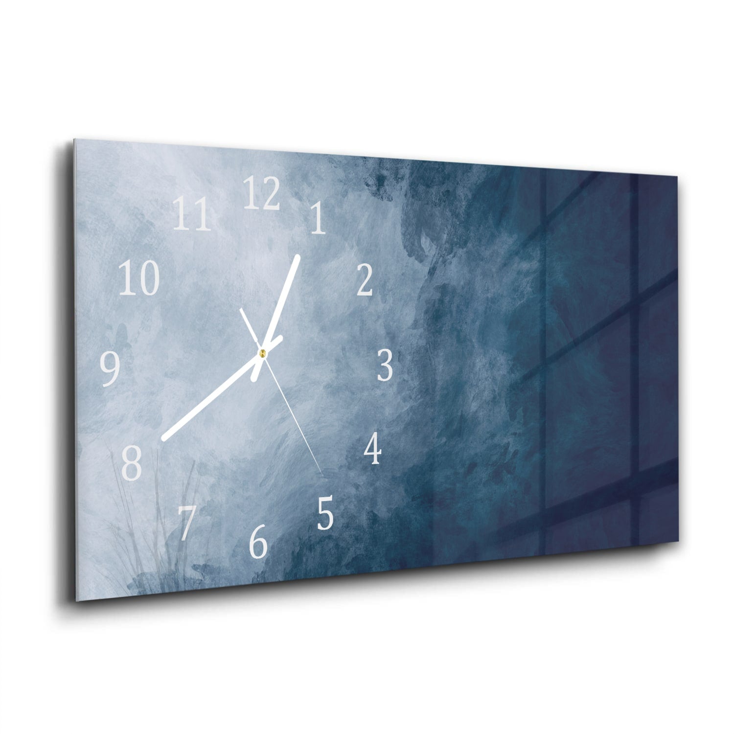 Wanduhr 60x30 - Blaue Aquarell-Textur