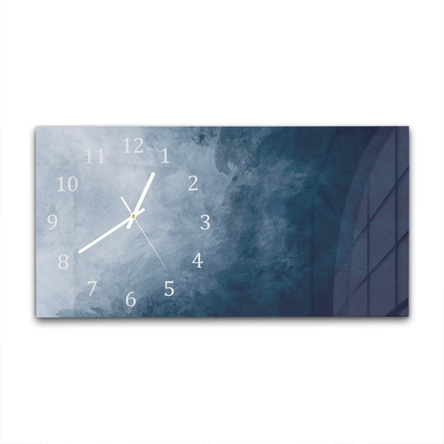 Wanduhr 60x30 - Blaue Aquarell-Textur