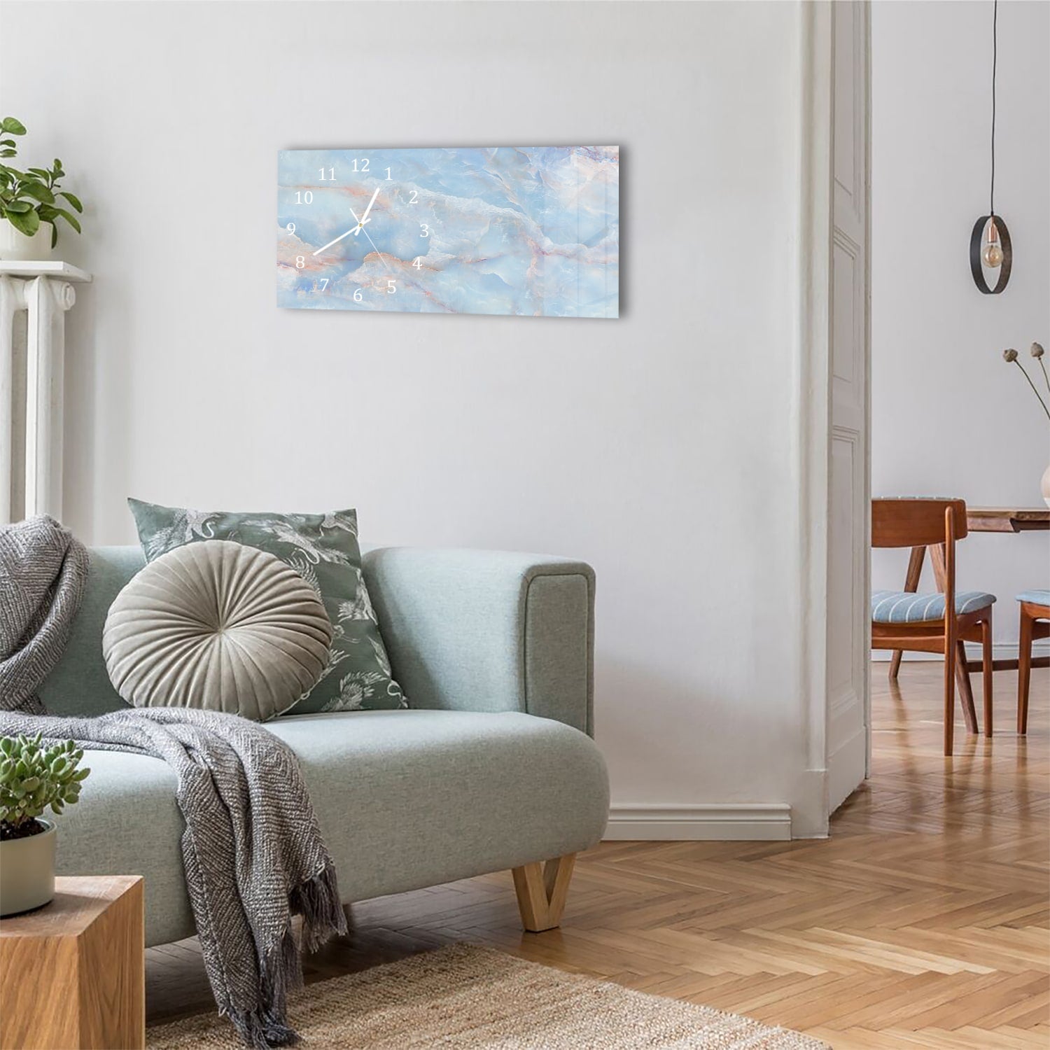 Wanduhr 60x30 - Himmlischer Marmor