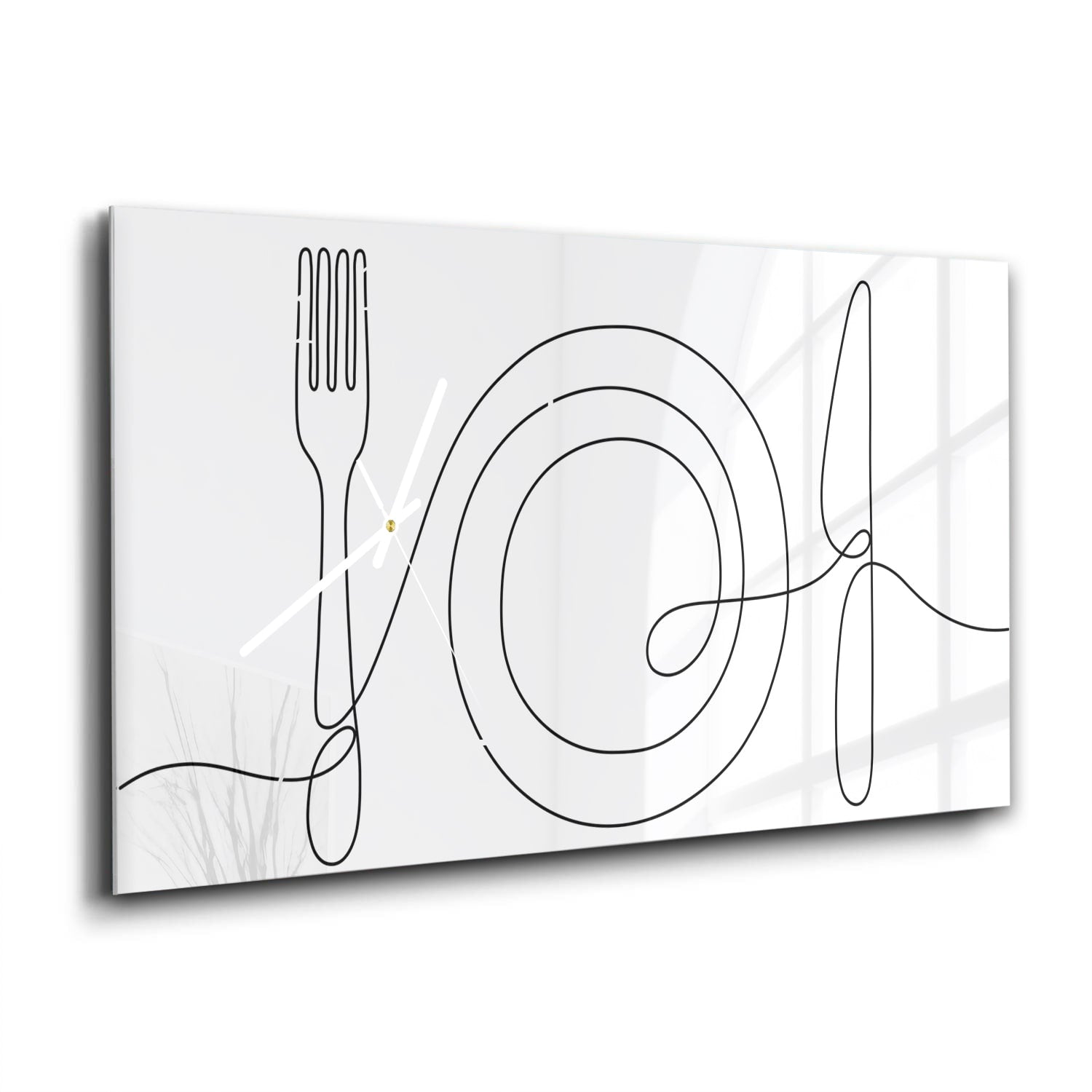 Wanduhr 60x30 - Linienkunst Esstisch