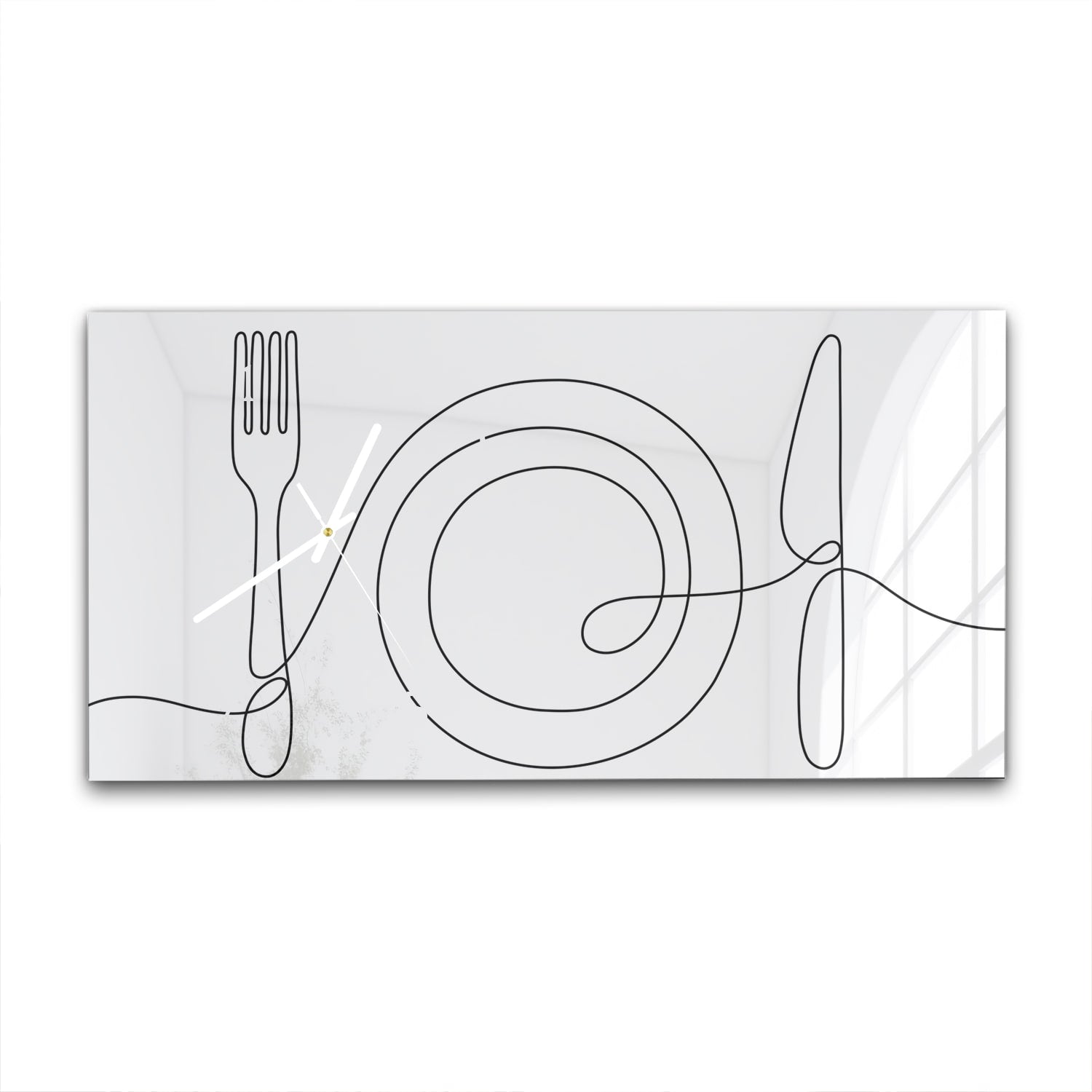 Wanduhr 60x30 - Linienkunst Esstisch