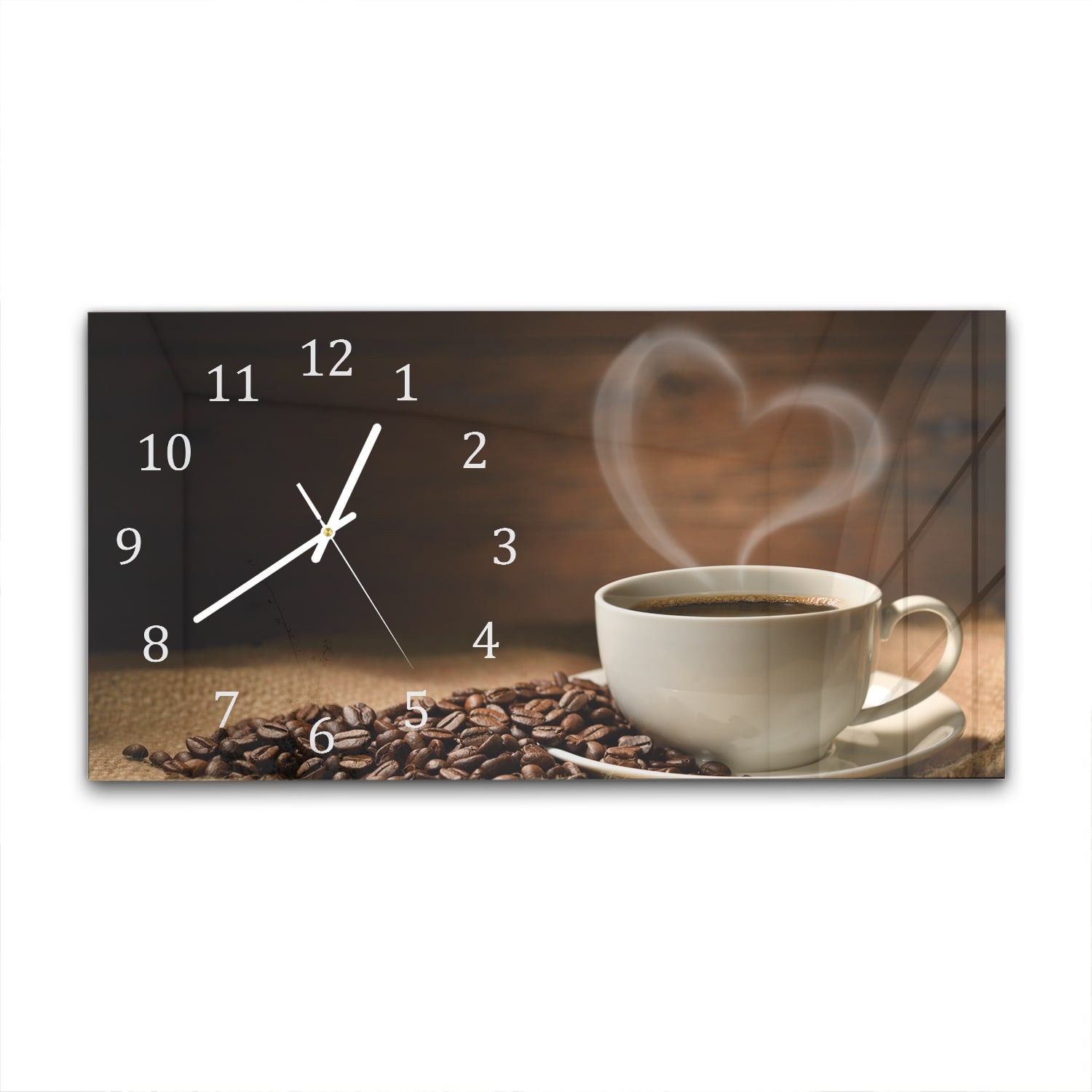 Wanduhr 60x30 - Kaffee mit Herz