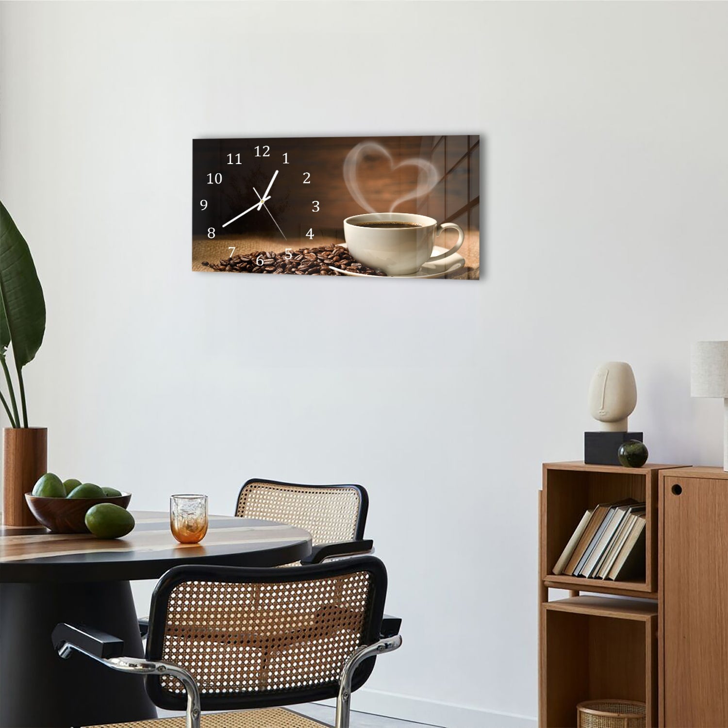Wanduhr 60x30 - Kaffee mit Herz