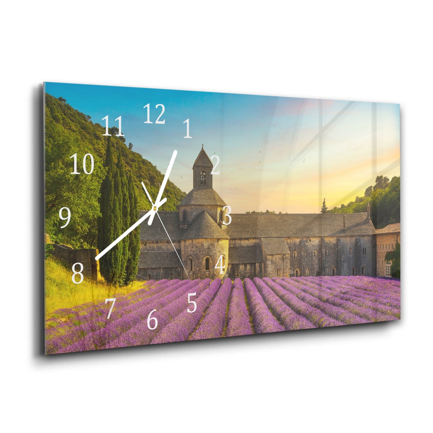 Wanduhr 60x30 - Abtei von Sénanque mit Lavendelfeldern