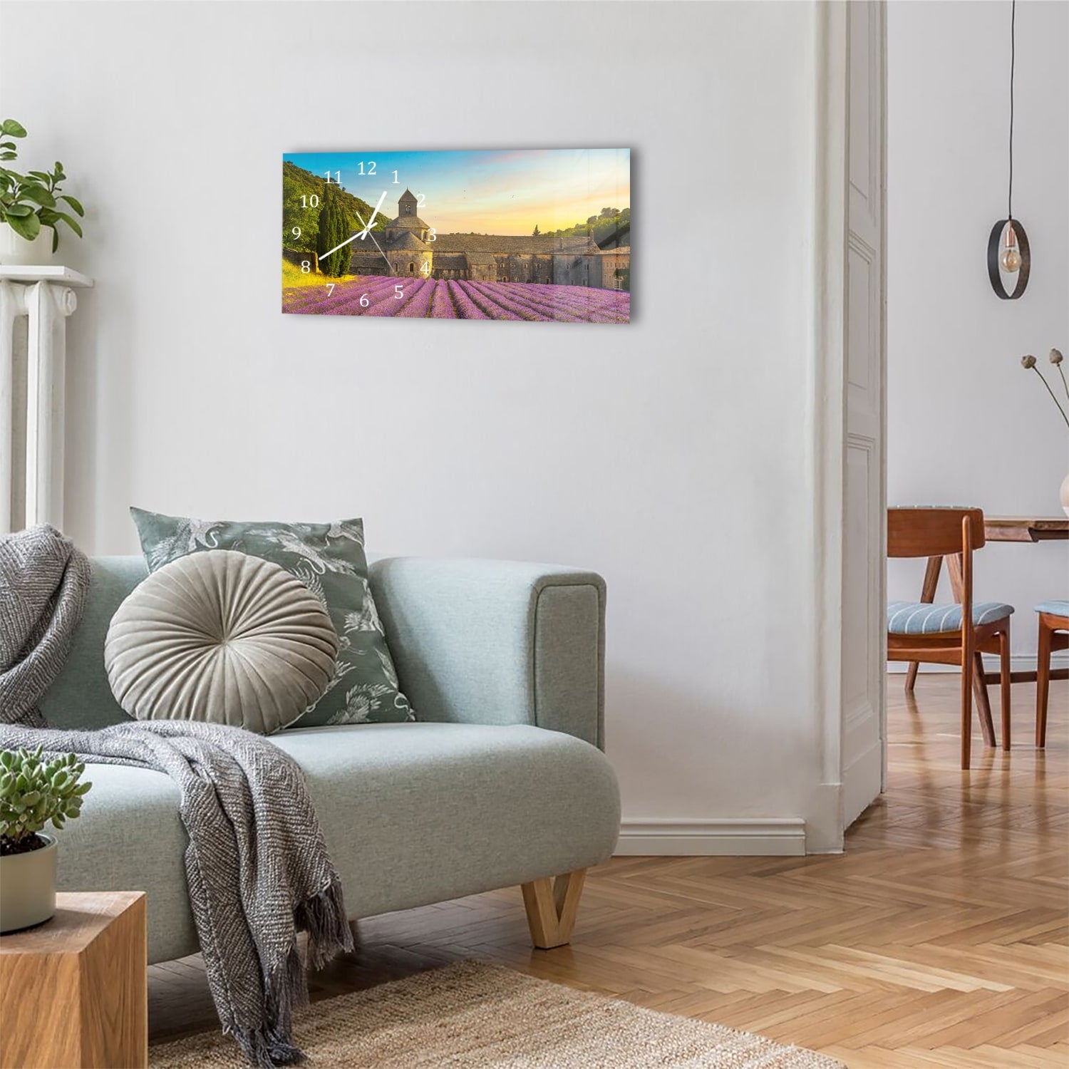 Wanduhr 60x30 - Abtei von Sénanque mit Lavendelfeldern