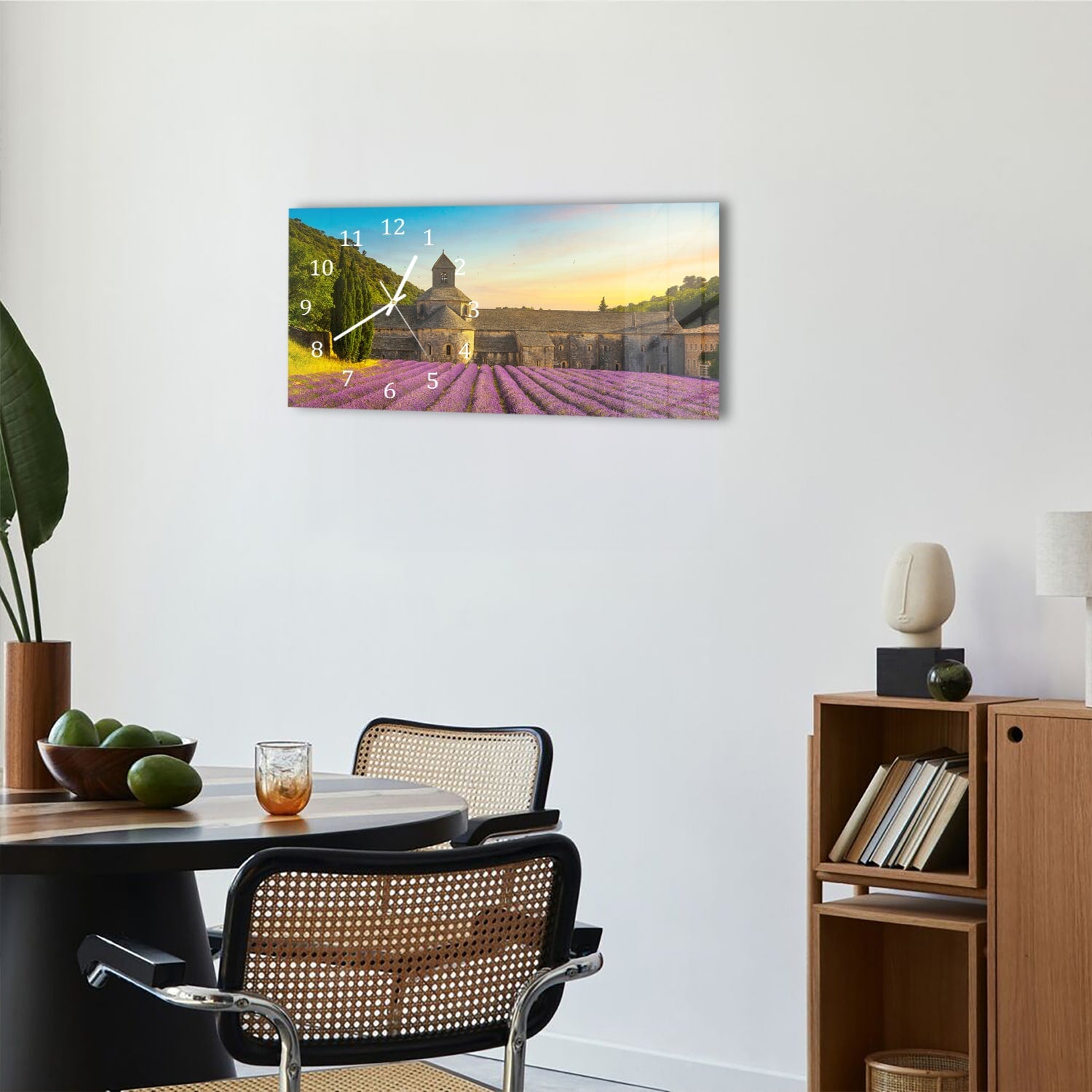 Wanduhr 60x30 - Abtei von Sénanque mit Lavendelfeldern