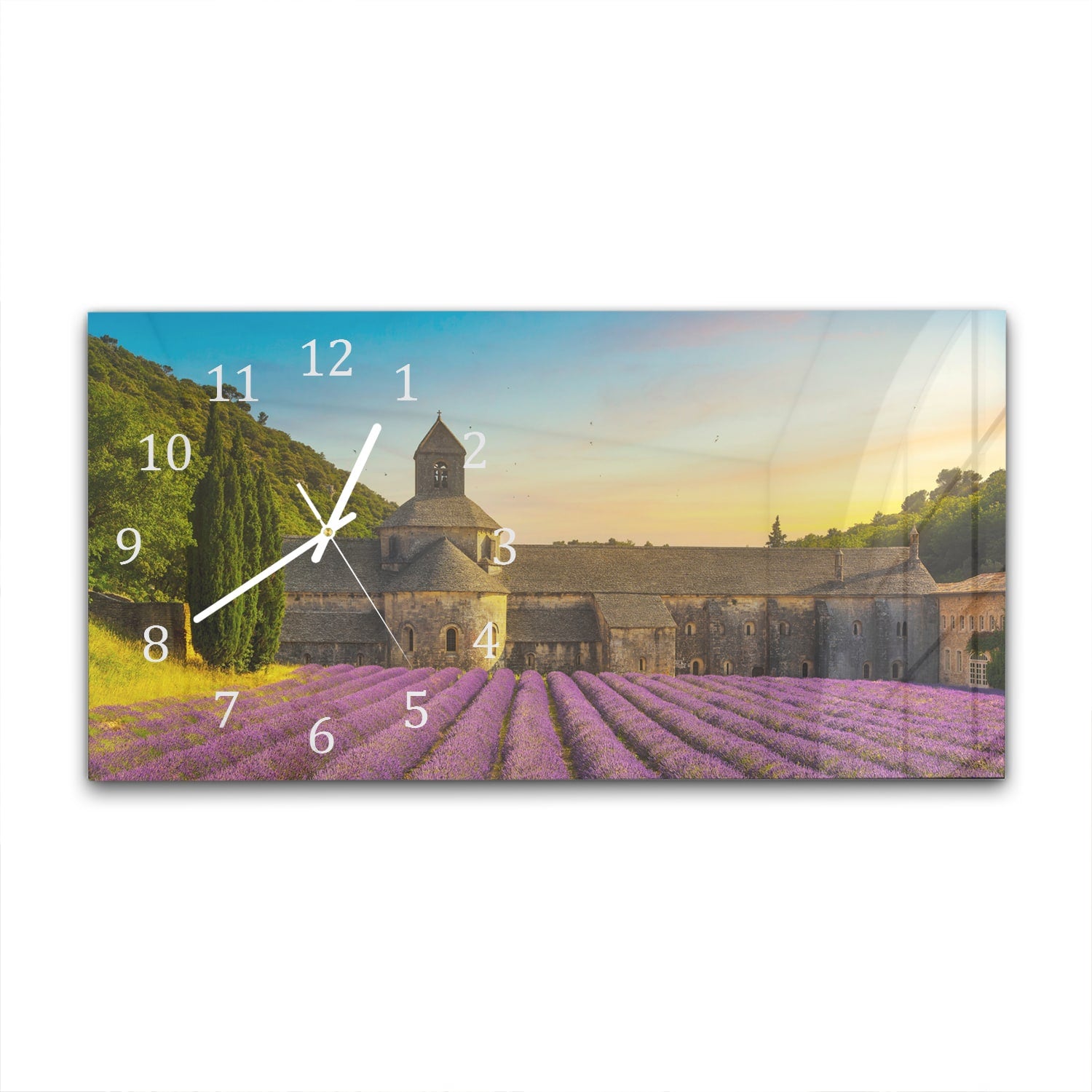 Wanduhr 60x30 - Abtei von Sénanque mit Lavendelfeldern
