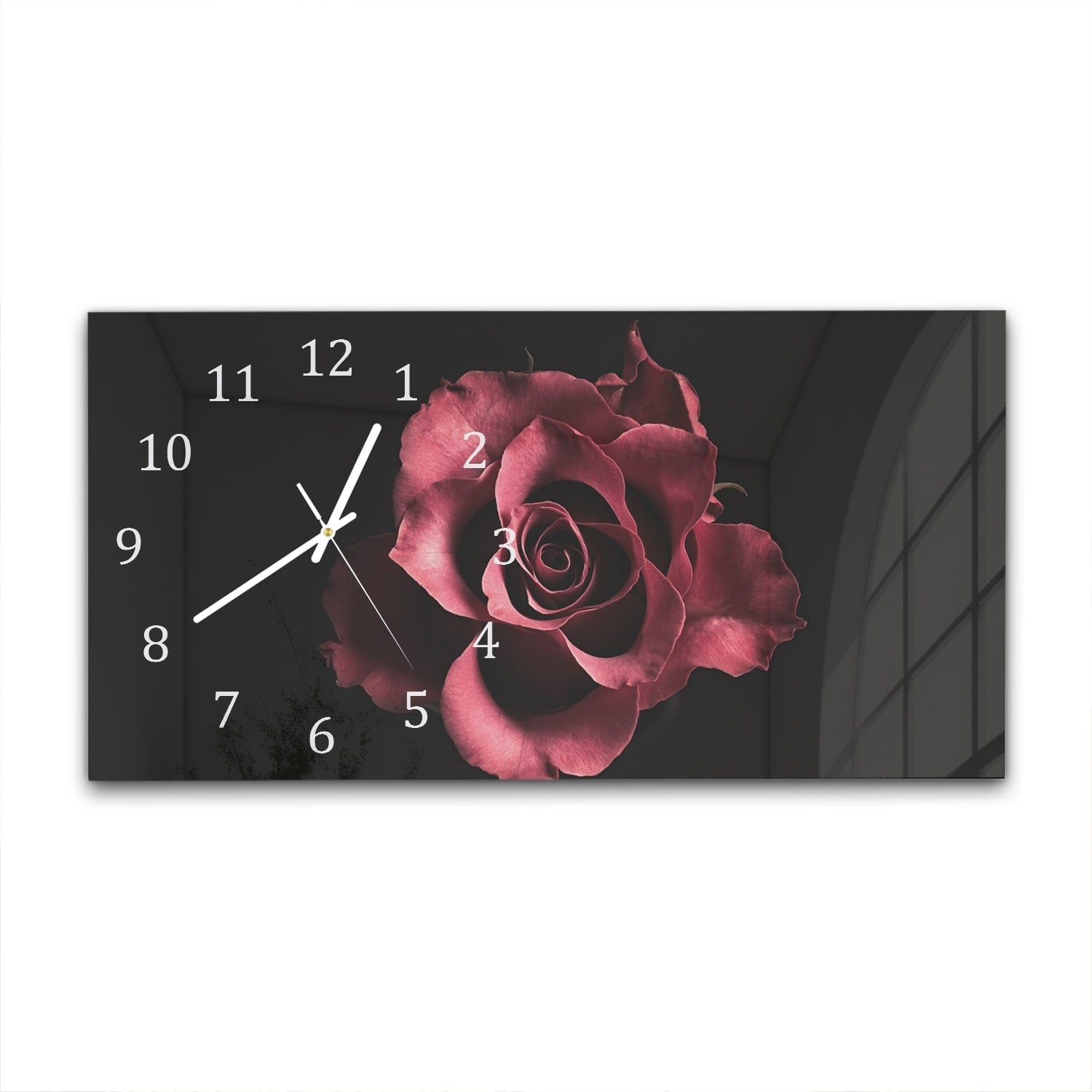 Wanduhr 60x30 - Samtige Rose