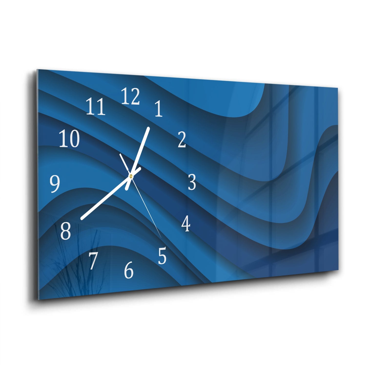 Wanduhr 60x30 - Dunkelblaue Papierwellen