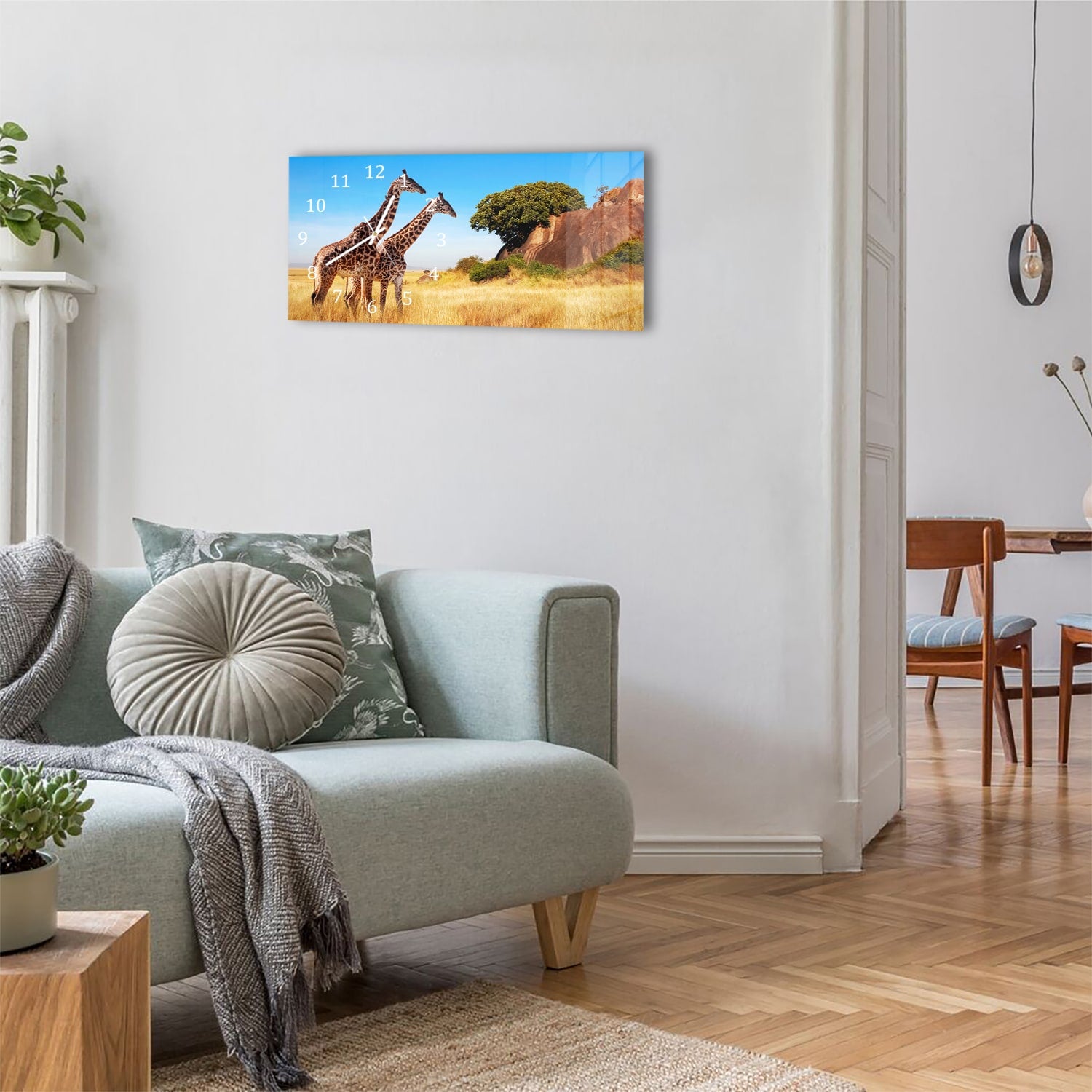 Wanduhr 60x30 - Giraffen