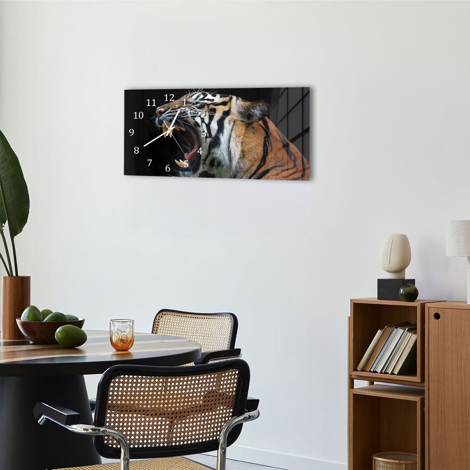 Wanduhr 60x30 - Kopf des Sumatra-Tigers