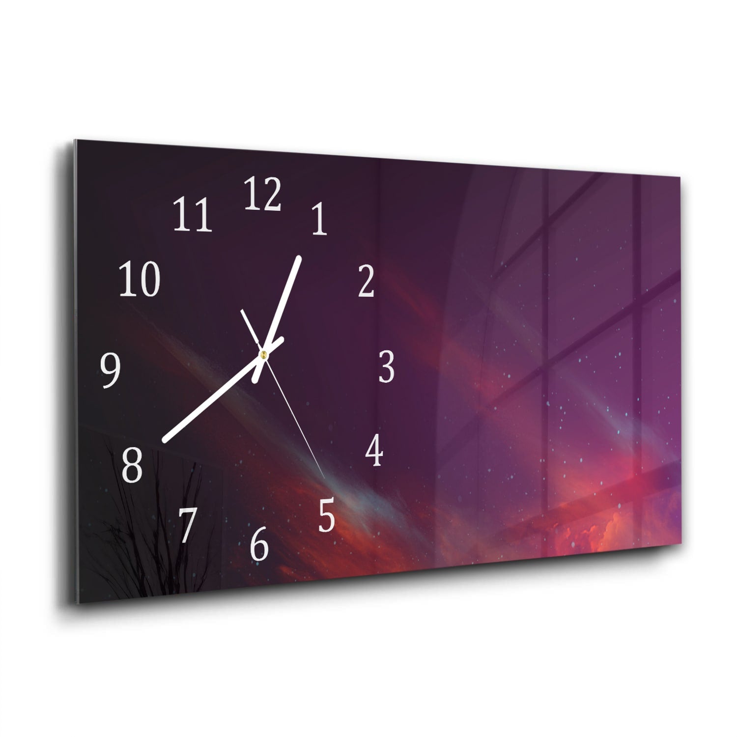 Wanduhr 60x30 - Roter Weltraumhintergrund