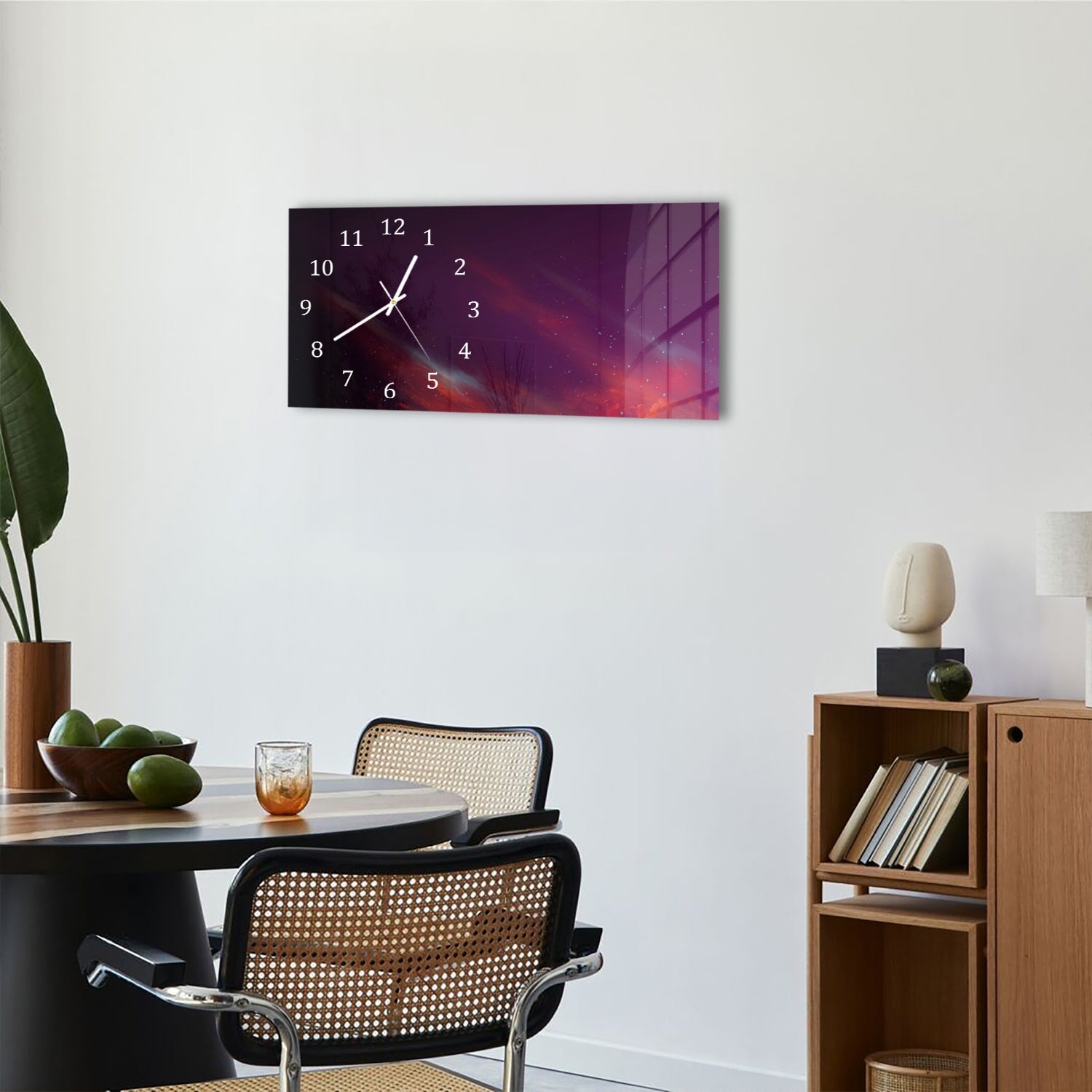 Wanduhr 60x30 - Roter Weltraumhintergrund