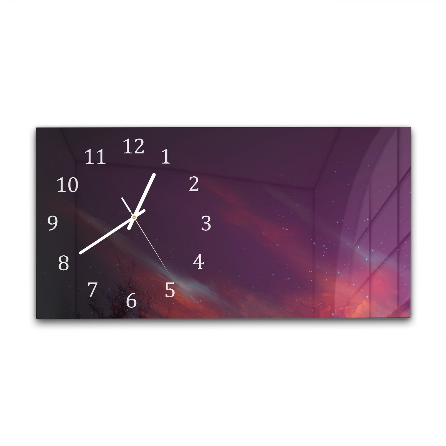 Wanduhr 60x30 - Roter Weltraumhintergrund