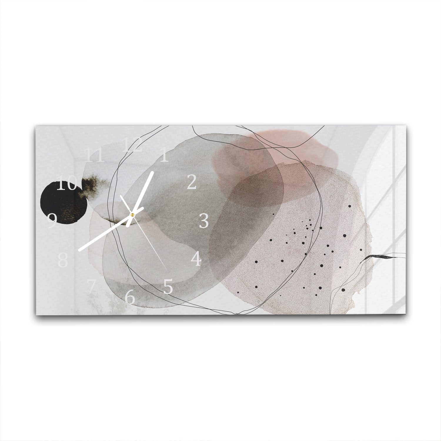 Wanduhr 60x30 - Abstraktes Aquarell-Design