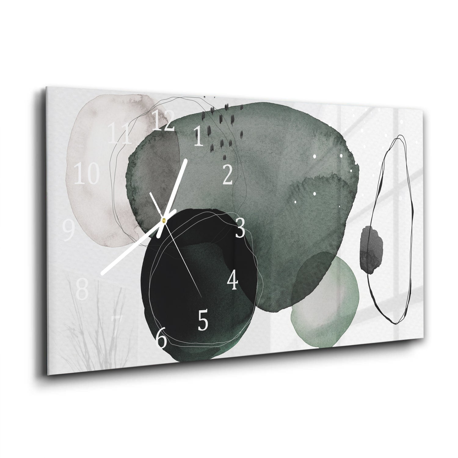 Wanduhr 60x30 - Dunkles abstraktes Aquarell-Design