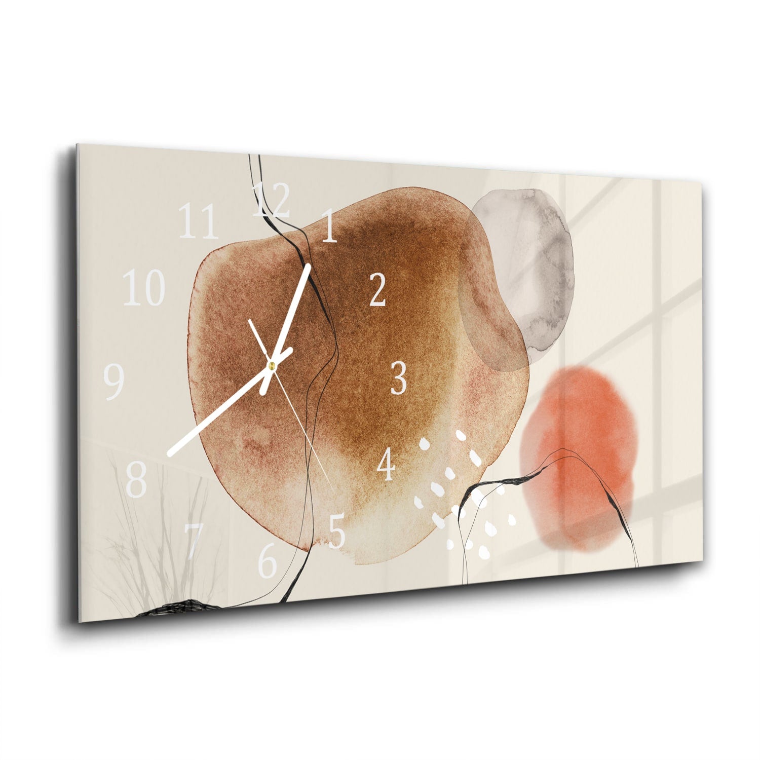 Wanduhr 60x30 - Rotes abstraktes Aquarell-Design